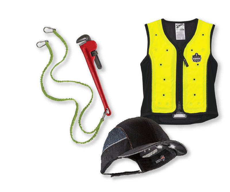 Squids 3311 Lanyard, Chill-It's 6685 Cooling Vest and Skullerz 8960 Bump Cap