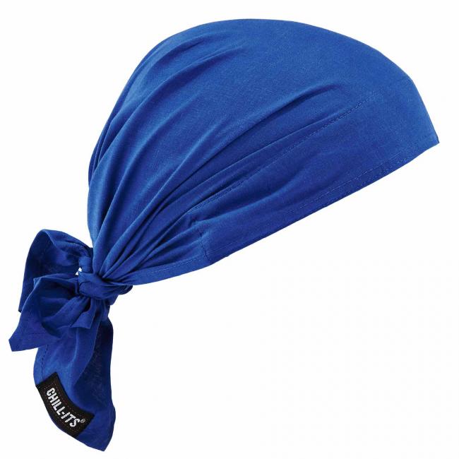 6710  Solid Blue Evaporative Cooling Triangle Hat Cooling Bandana image 1