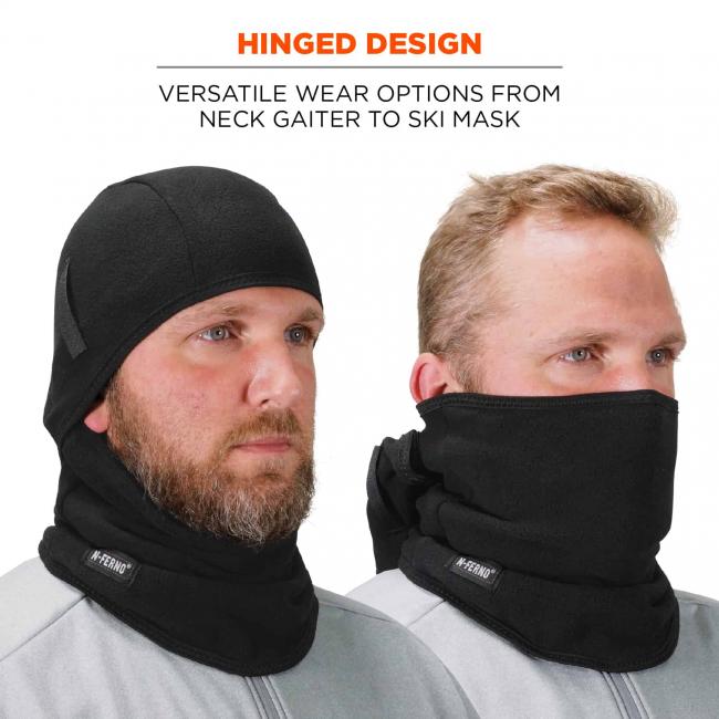 Hinged design: versatile wear options from neck gaiter to ski mask