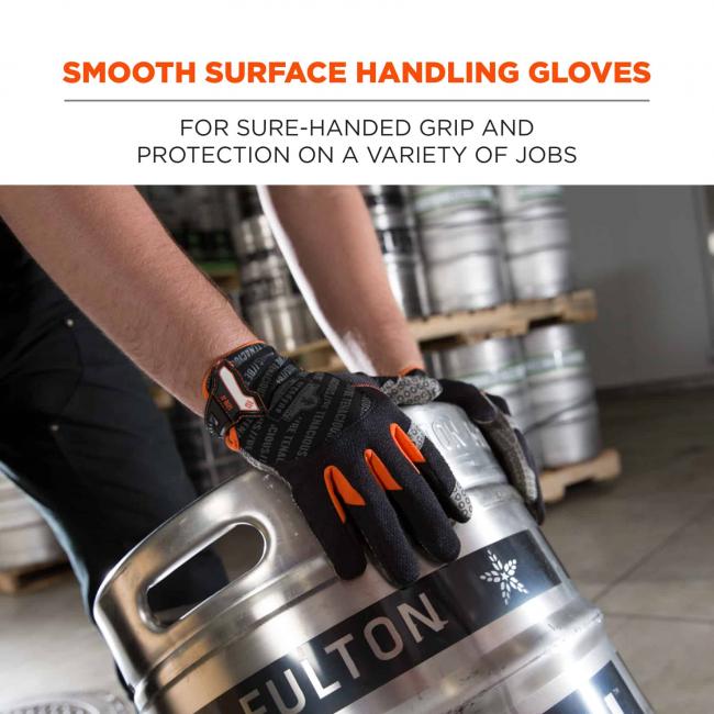 Smooth surface handling gloves: for sure-handed grip and protection on a variety of jobs