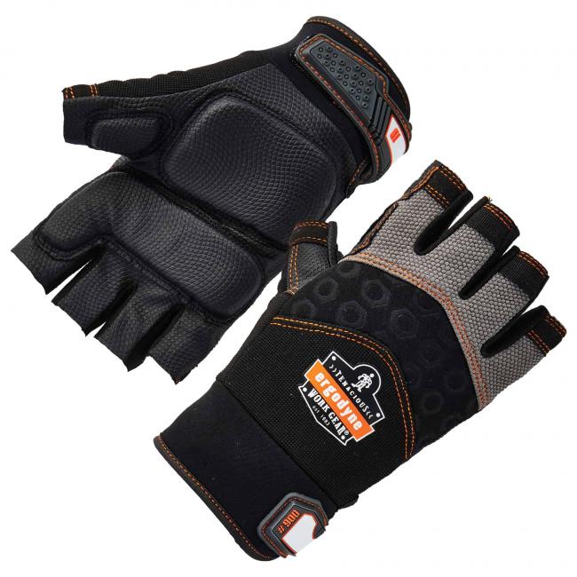 900 S Black Half-Finger Impact Gloves image 1