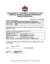 squids ansi isea 121 2018 certificate of compliance 3139 pdf