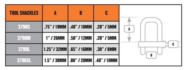 D-Ring Size Chart