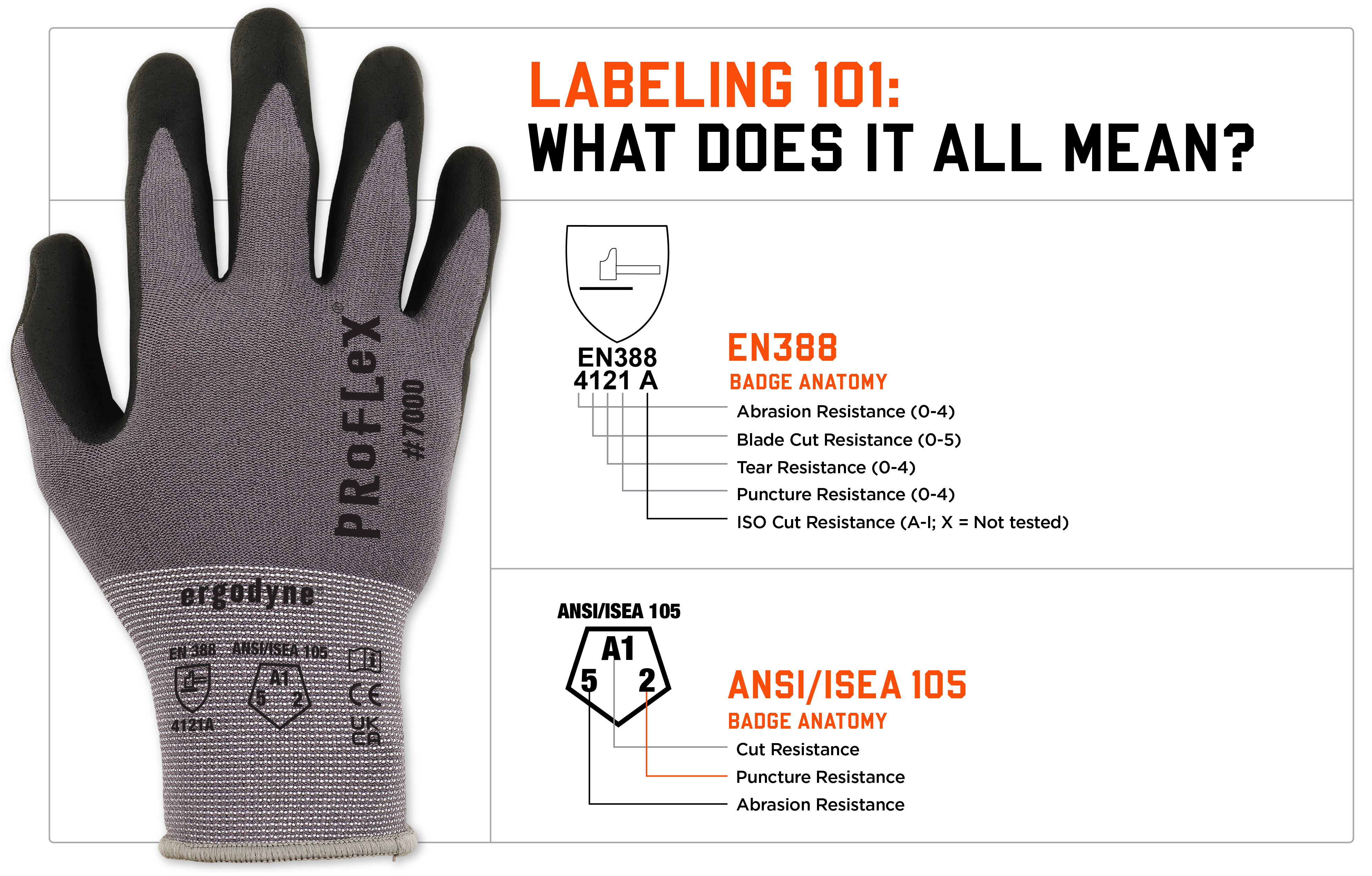 ANSI 105 EN 388 Badge Overview