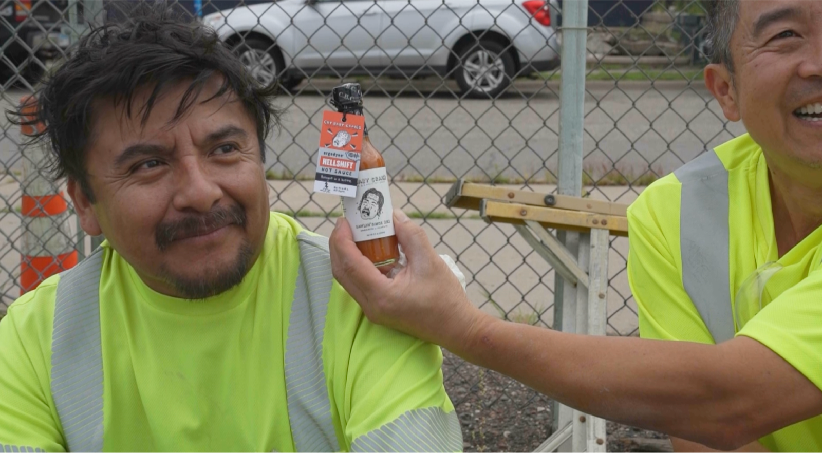 Crew members enjoy free tacos and hot sauce with a side of heat stroke response training