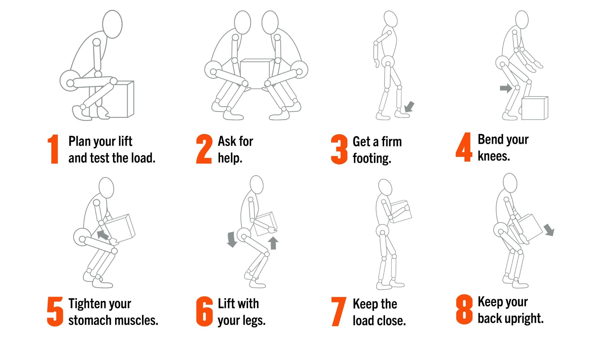 Steps to lift heavy items with proper form to avoid injury