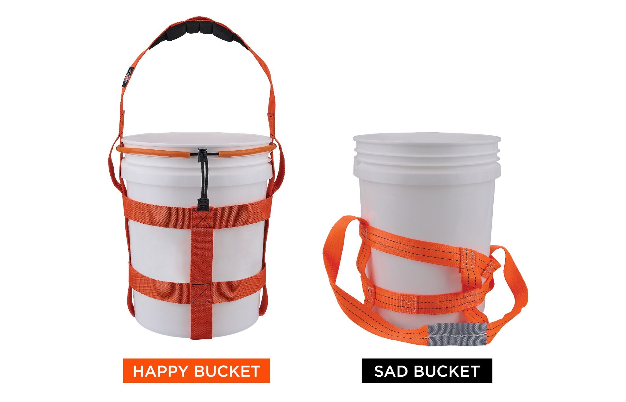 Happy bucket forms to bucket. Sad bucket does not get hug from bucket carrier. V sad :(