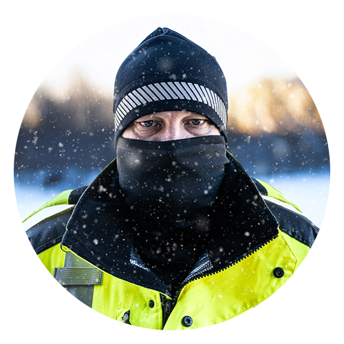 Person in winter wearing balaclava