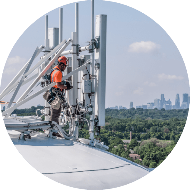 Tower climber on water tower