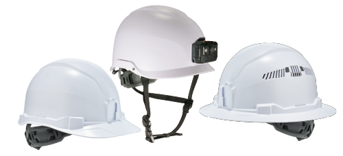 Skullerz full brim hard hat, cap-style hard hat, and climber-style helmet