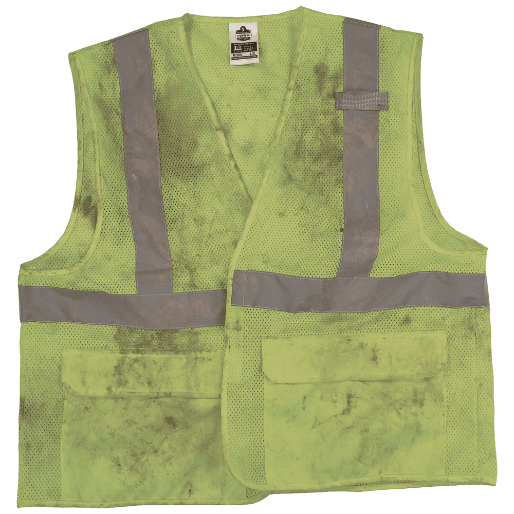 Dirty and torn hi-vis vest