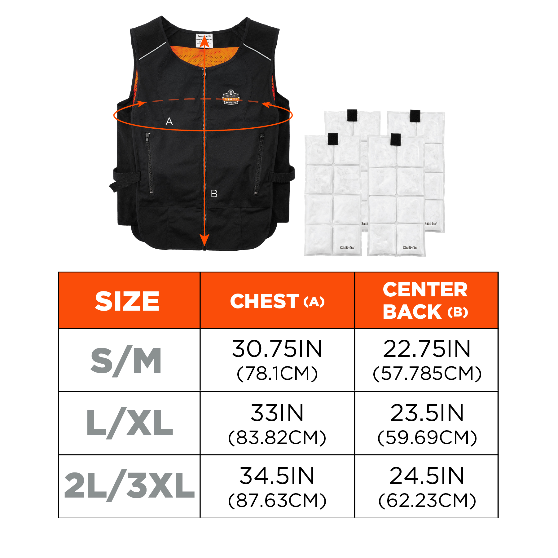 Standard Cooling Vest, Cold Packs