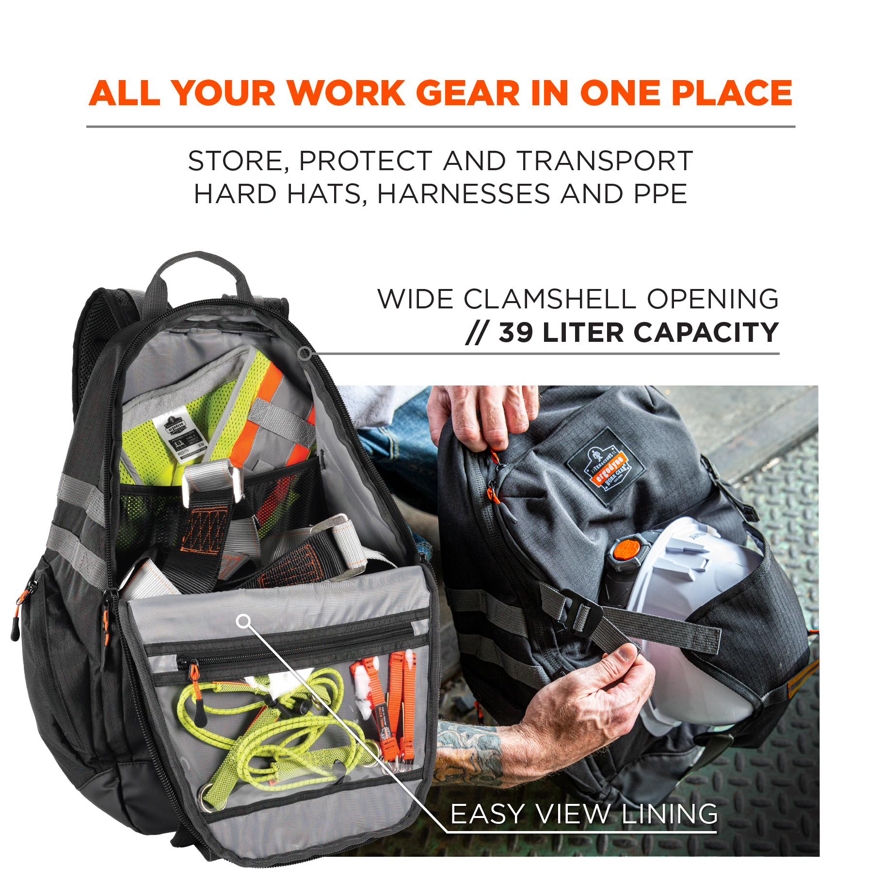 tough Jobsite Backpack Tool Storage Bag Heavy Duty Construction Book Bag 