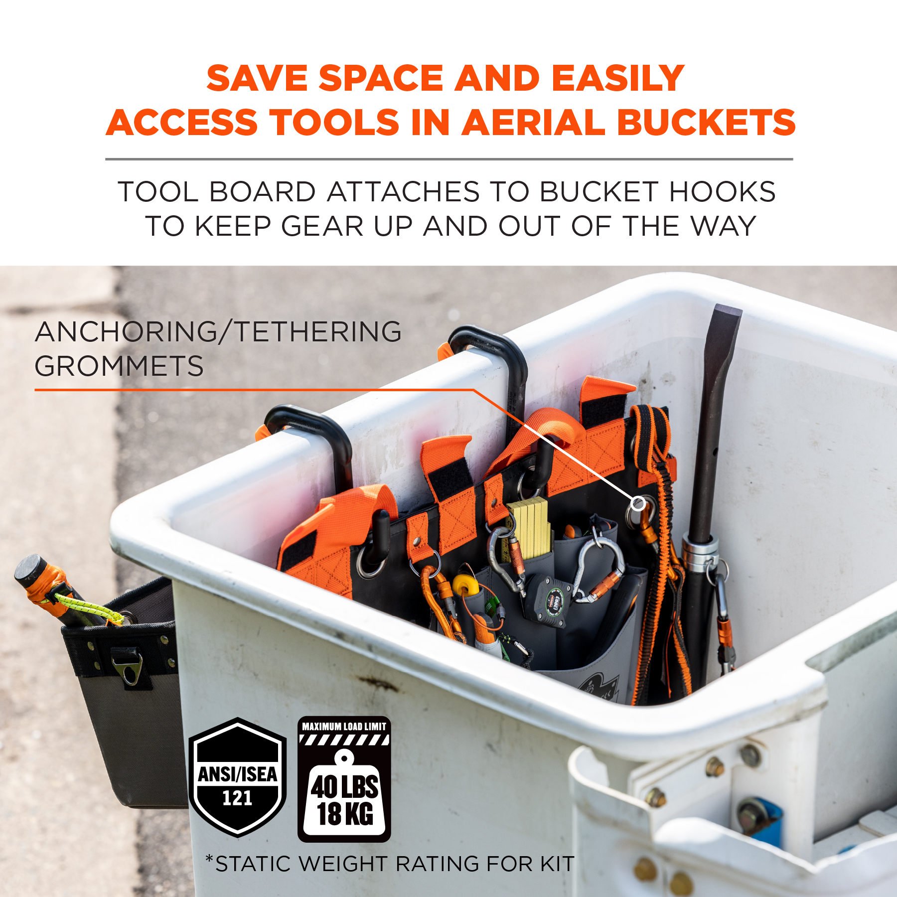 Bucket Truck Tool Board with Locking Aerial Bucket Hooks Kit