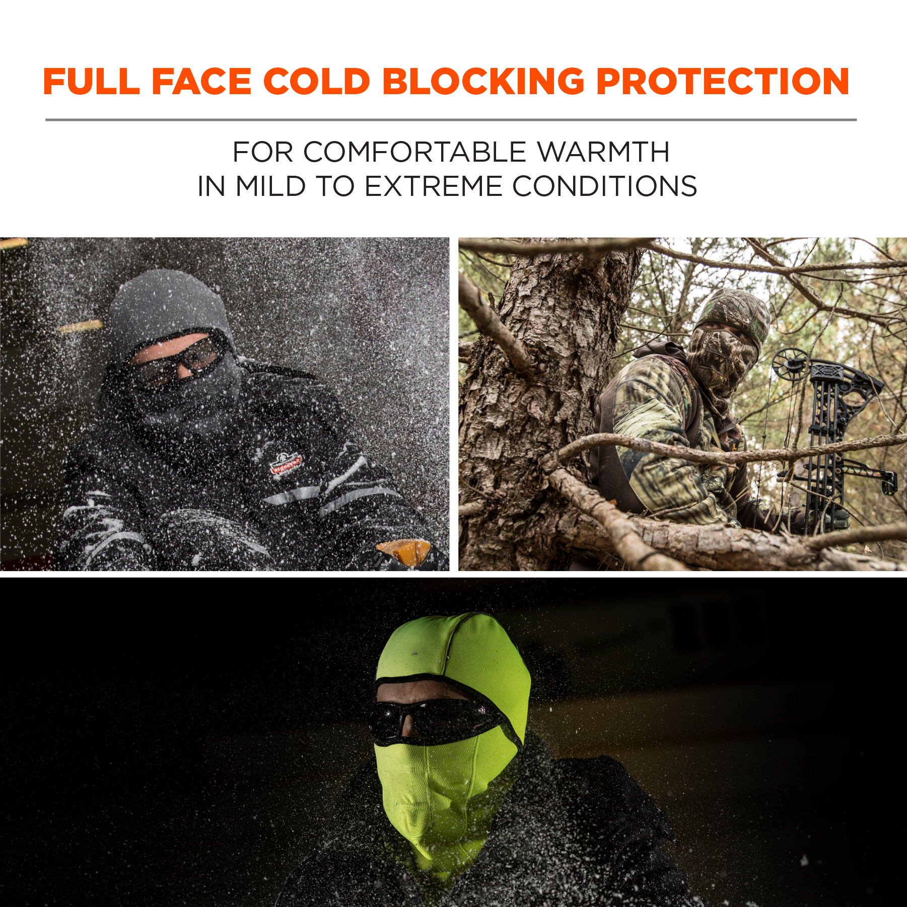 Thermal Fl Ergodyne N-Ferno 6823 Winter Ski Mask Balaclava Wind-Resistant Face 