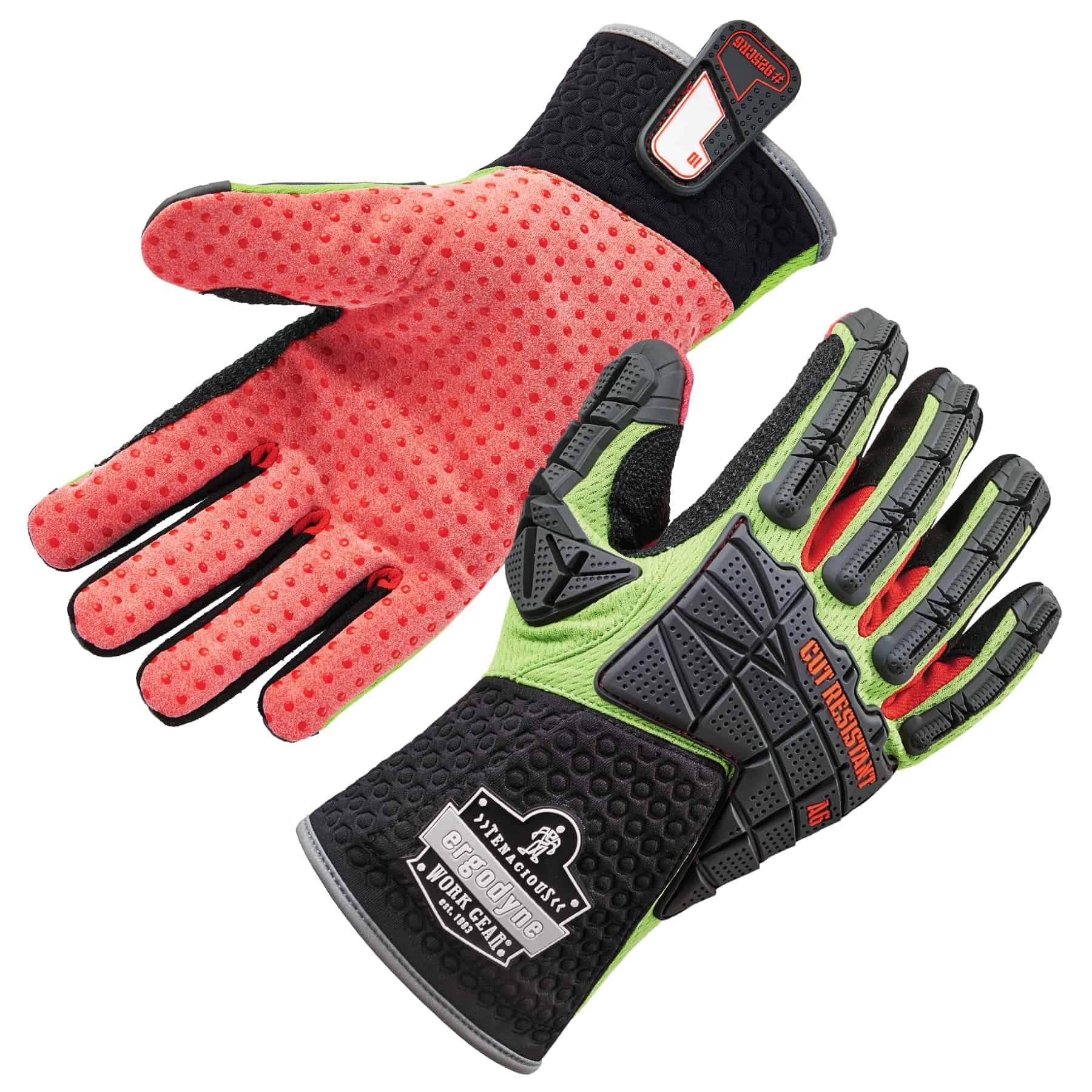 Ergodyne ProFlex 910 Half-Finger Impact Gloves + Wrist Support - Small Size  - Half Finger - Black - Anti-Vibration, Shock Resistant, Impact Resistant