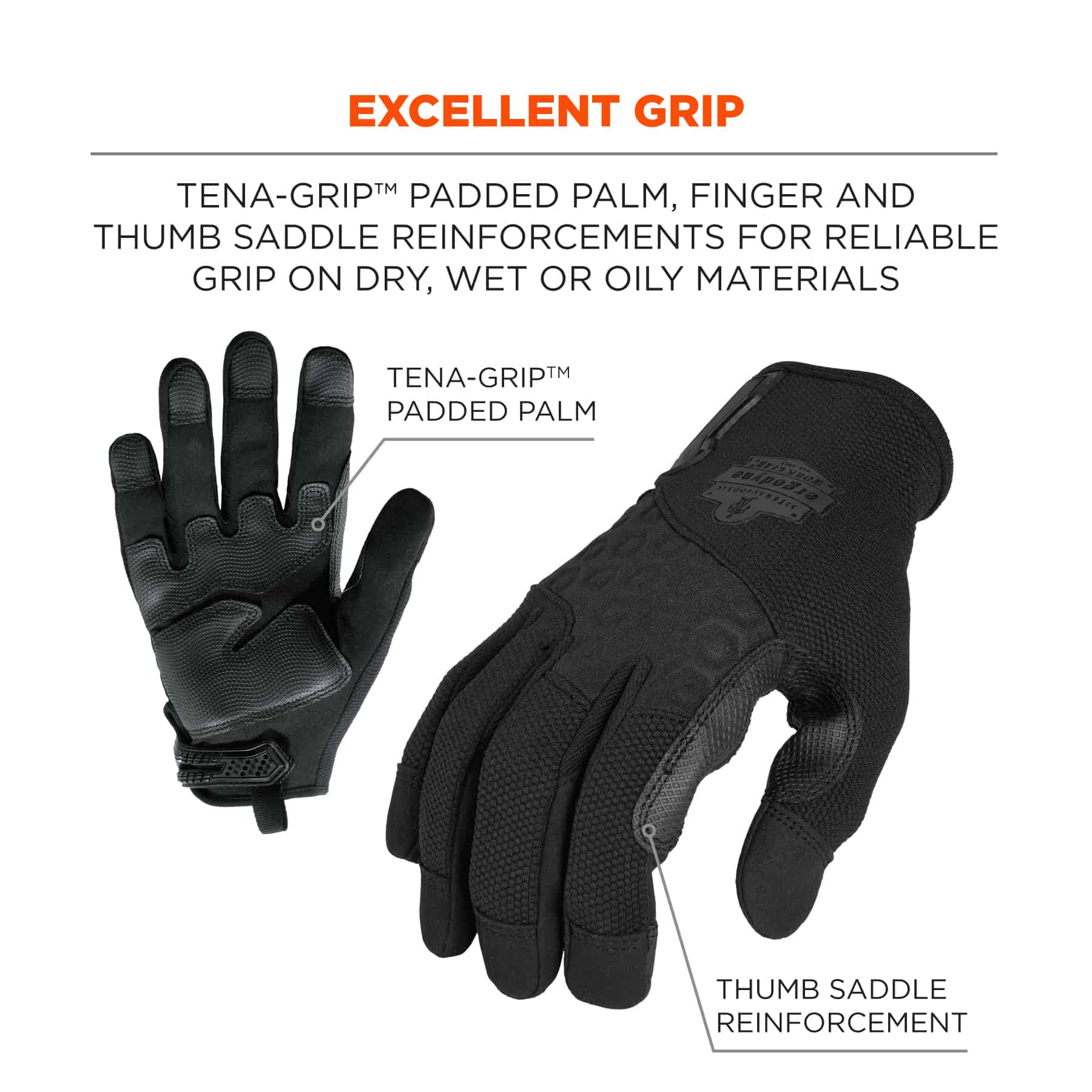 BLACK Mechanic Glove High Visible Anti Impact Glove high Grip Double Padded Palm Automotive Utility Glove