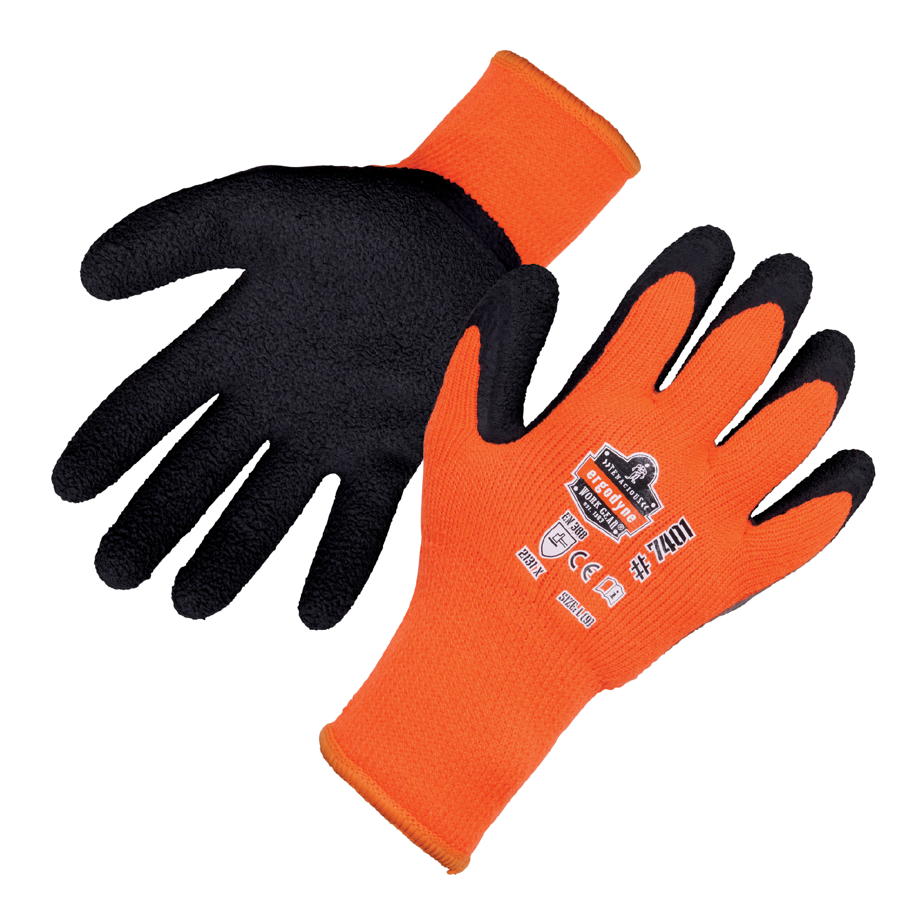 Ergodyne ProFlex Tena-Grip 720 Work Gloves 17116, Size 2XL, EVA Foam, Gray,  Black, Orange