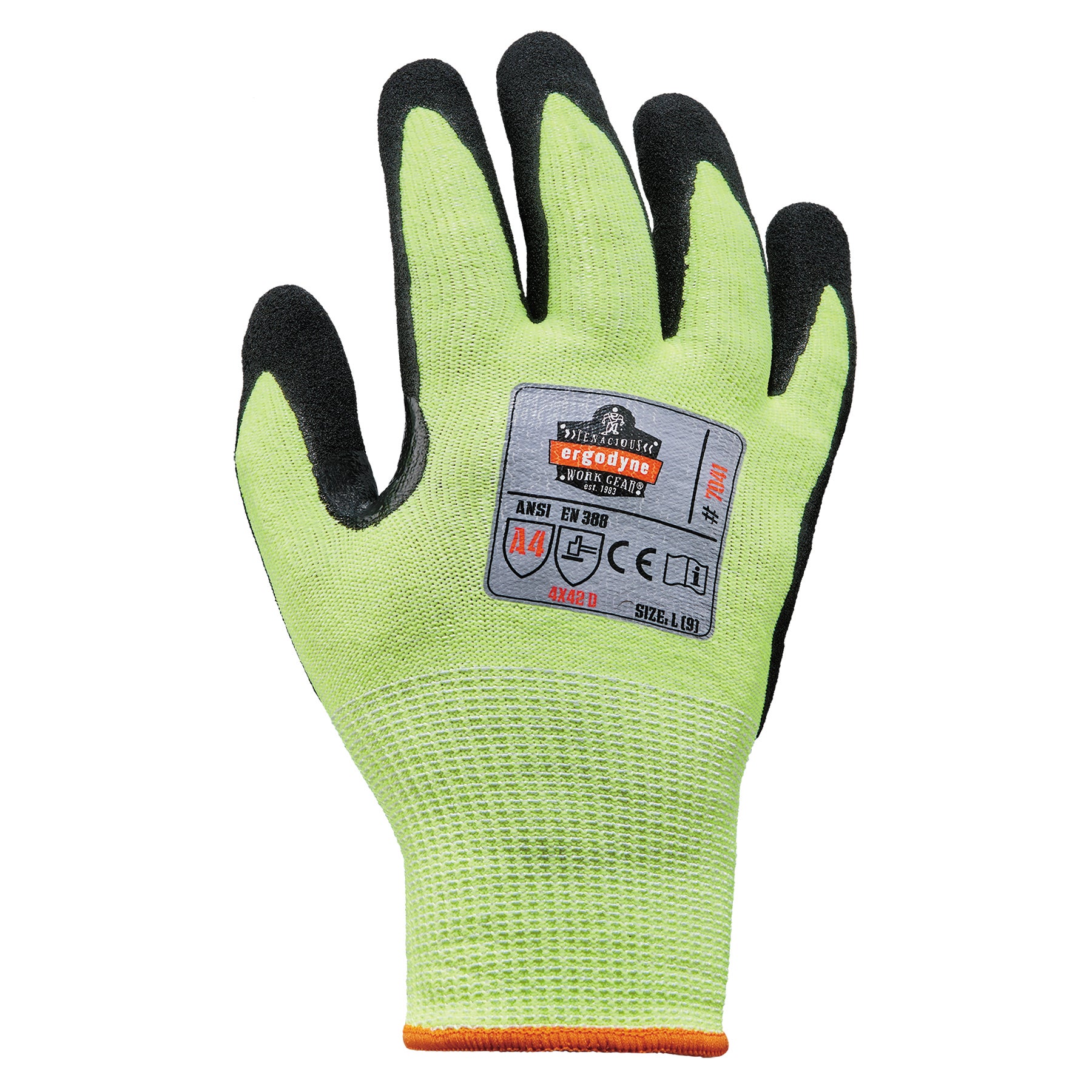 Level 4 Cut Resistant Gloves, HiVis, NitrileCoated Ergodyne