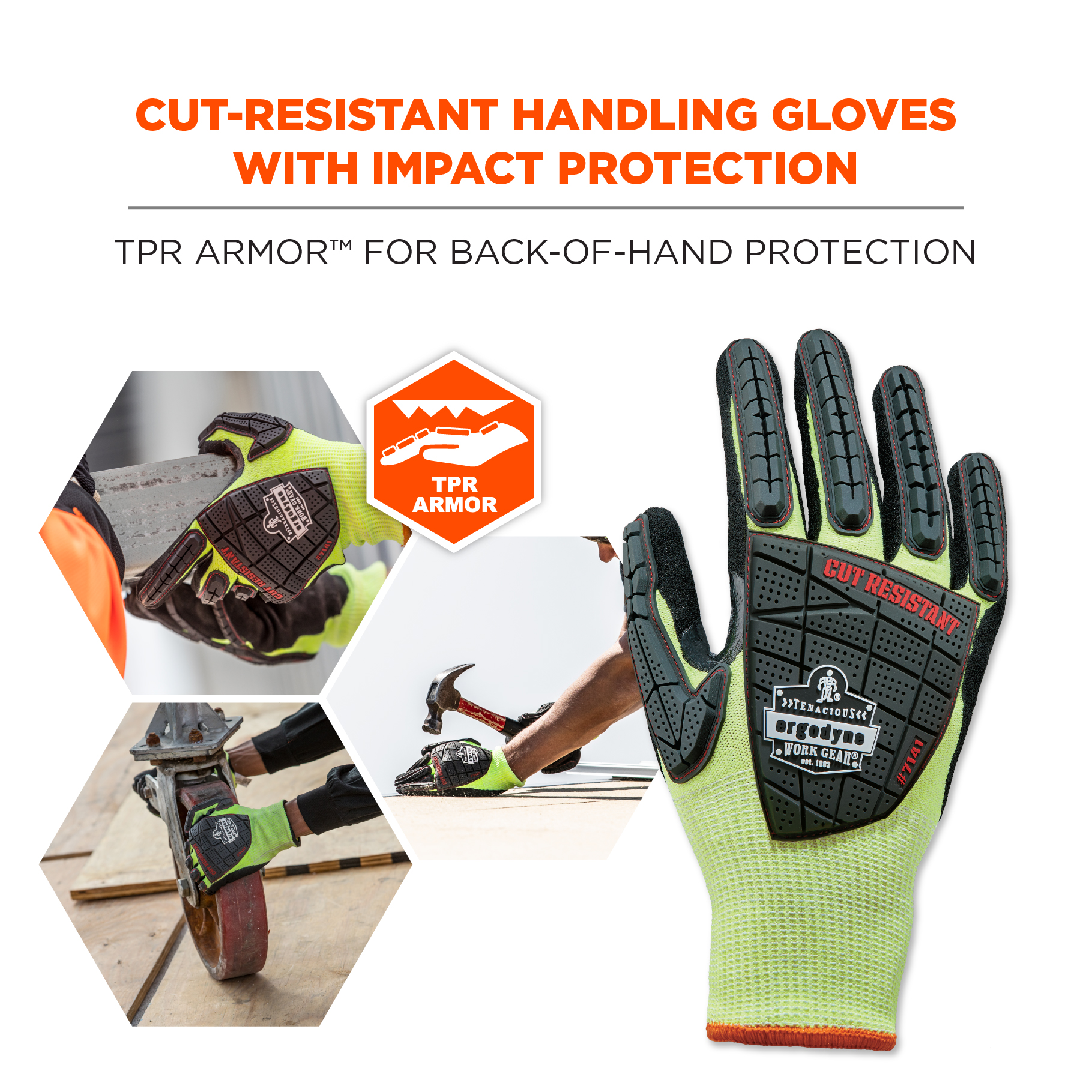 ANSI/ISEA 105-2016 Level A4 Impact & Cut Resistant Gloves, Hi-Vis