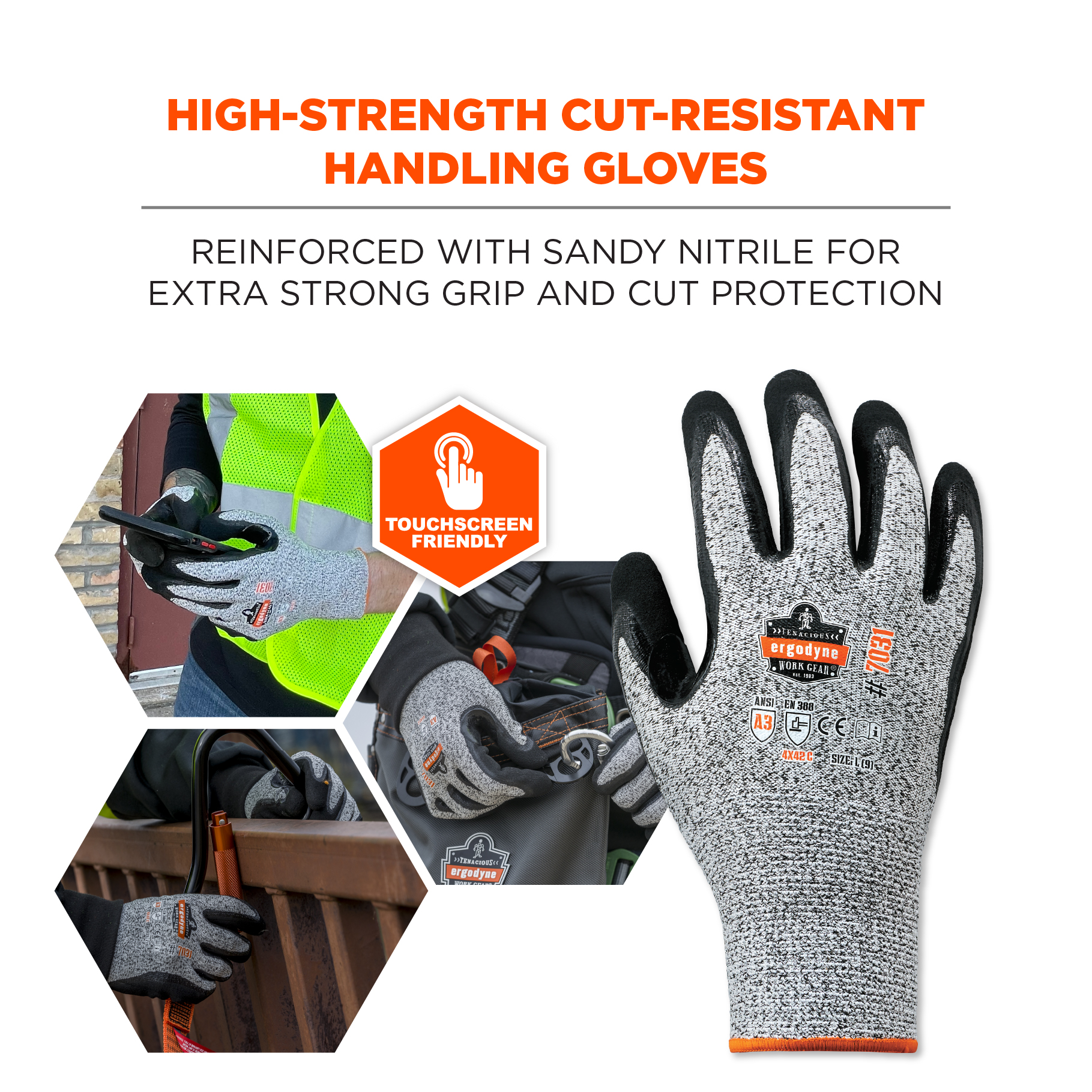 ANSI Level 3 Cut-Resistant Nitrile Coated Work Gloves - Large, 1 Dozen -  Industrial and Personal Safety Products from