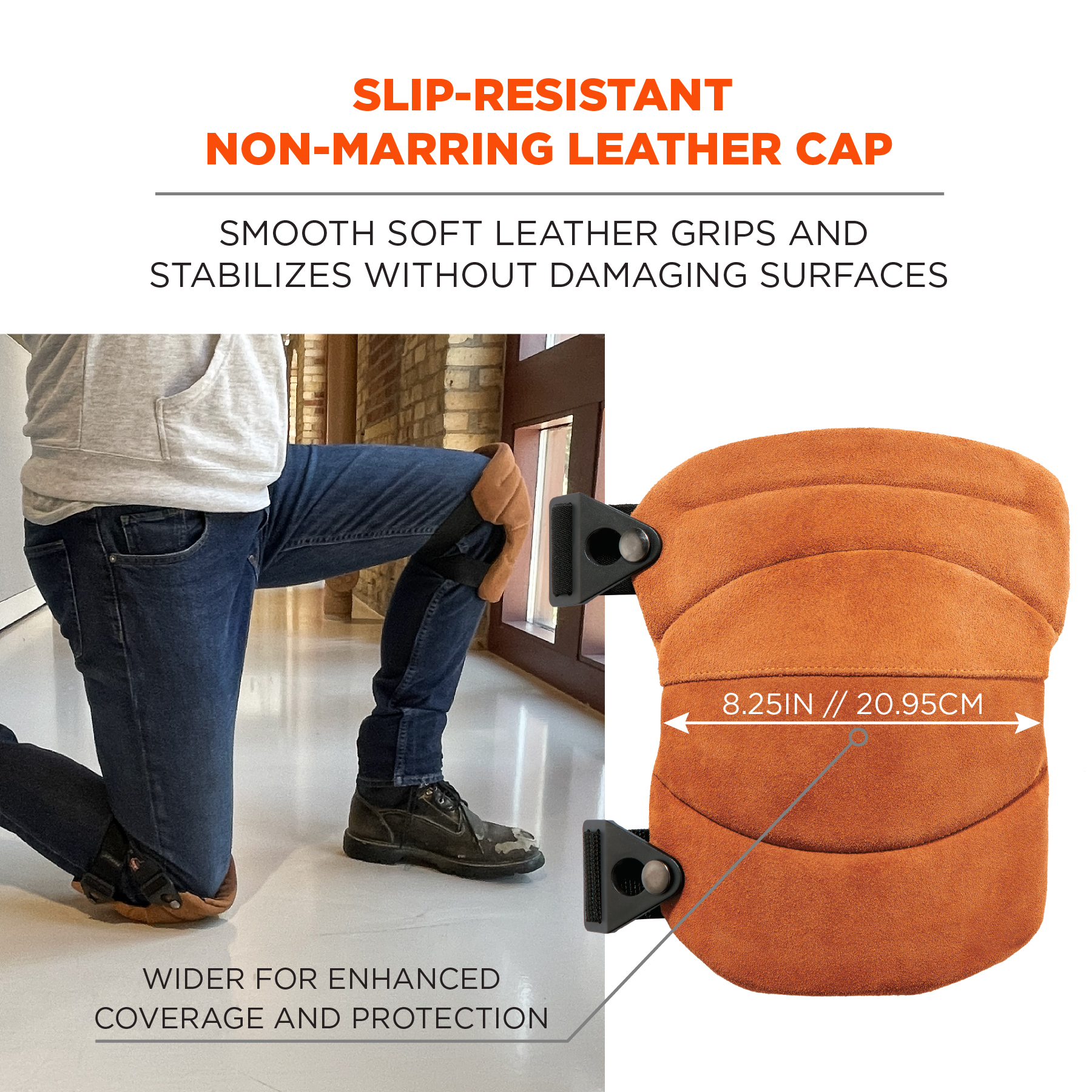 Leather Knee Pads - Wide Soft Cap