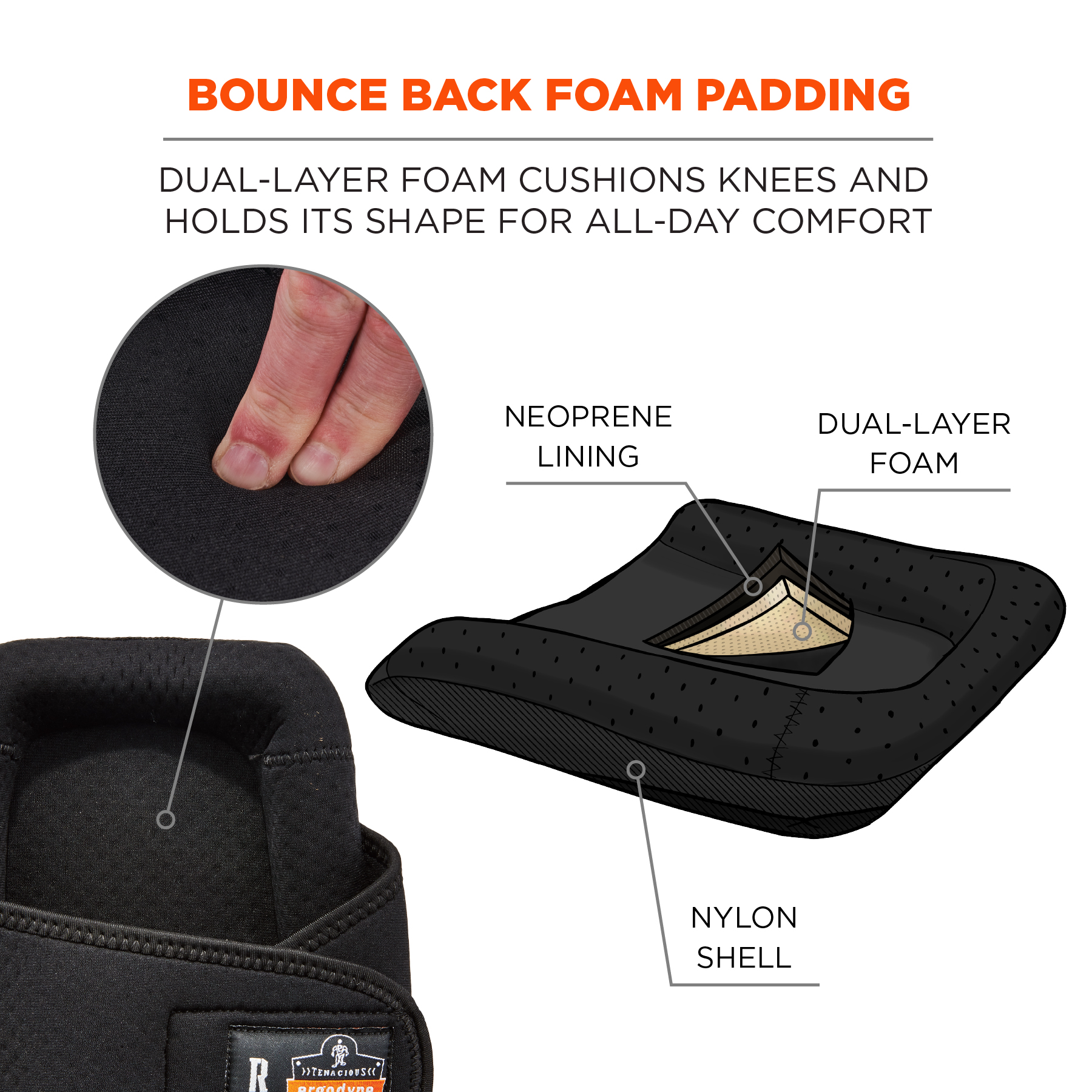 Gel Foam Knee Pads - Long Soft Cap