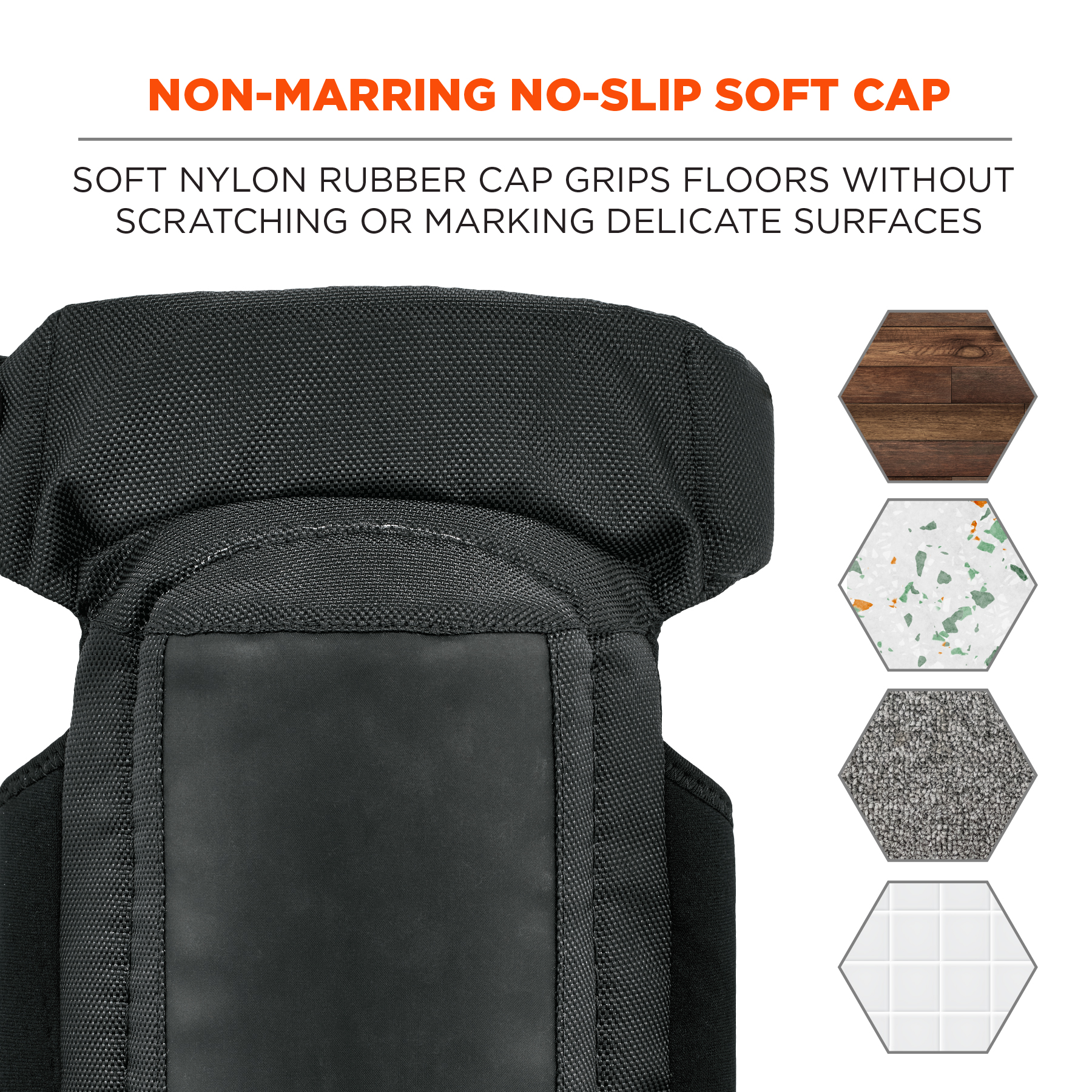 Hard Shell Hinged Knee Pads - Non-Marring Rubber Cap