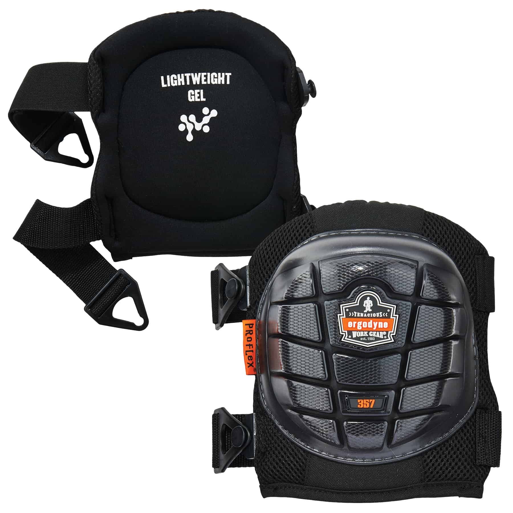 Ergodyne Proflex 357 Short Cap Lightweight Gel Knee Pads Black