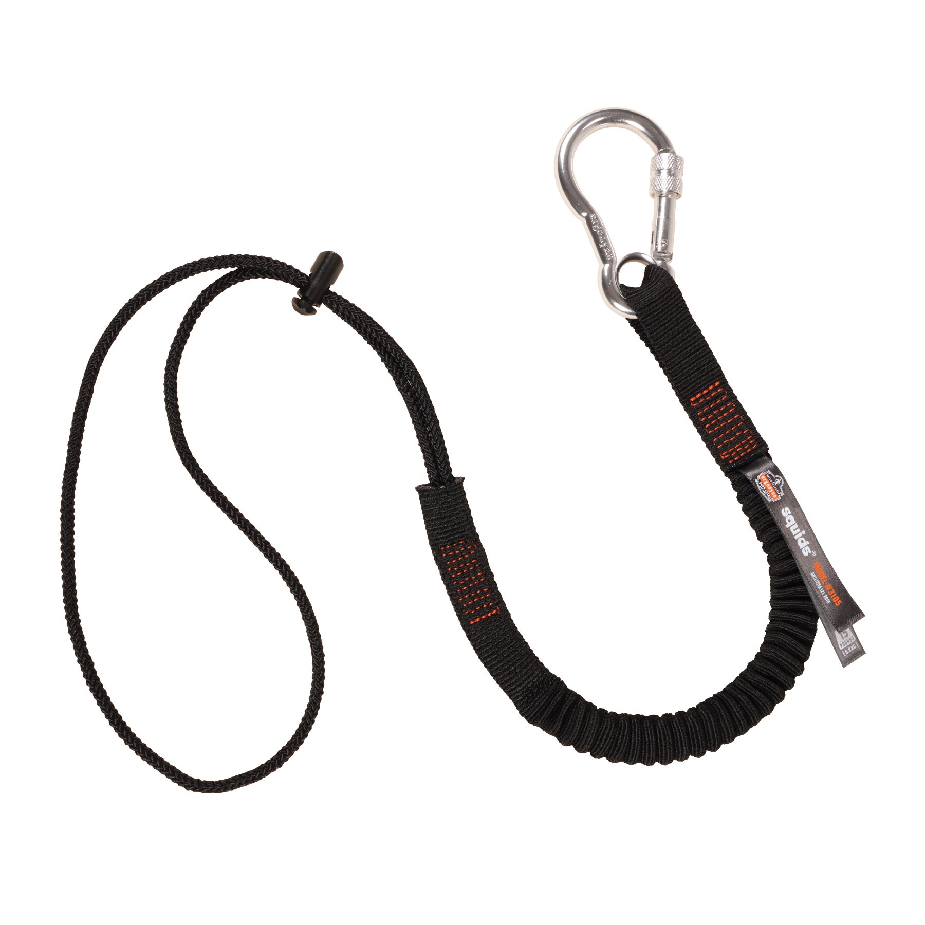 Single Carabiner Tool Rescue Rope Lanyard Safety Elastic Tool Lanyard With  Single Carabiner And Adjustable For Climbing