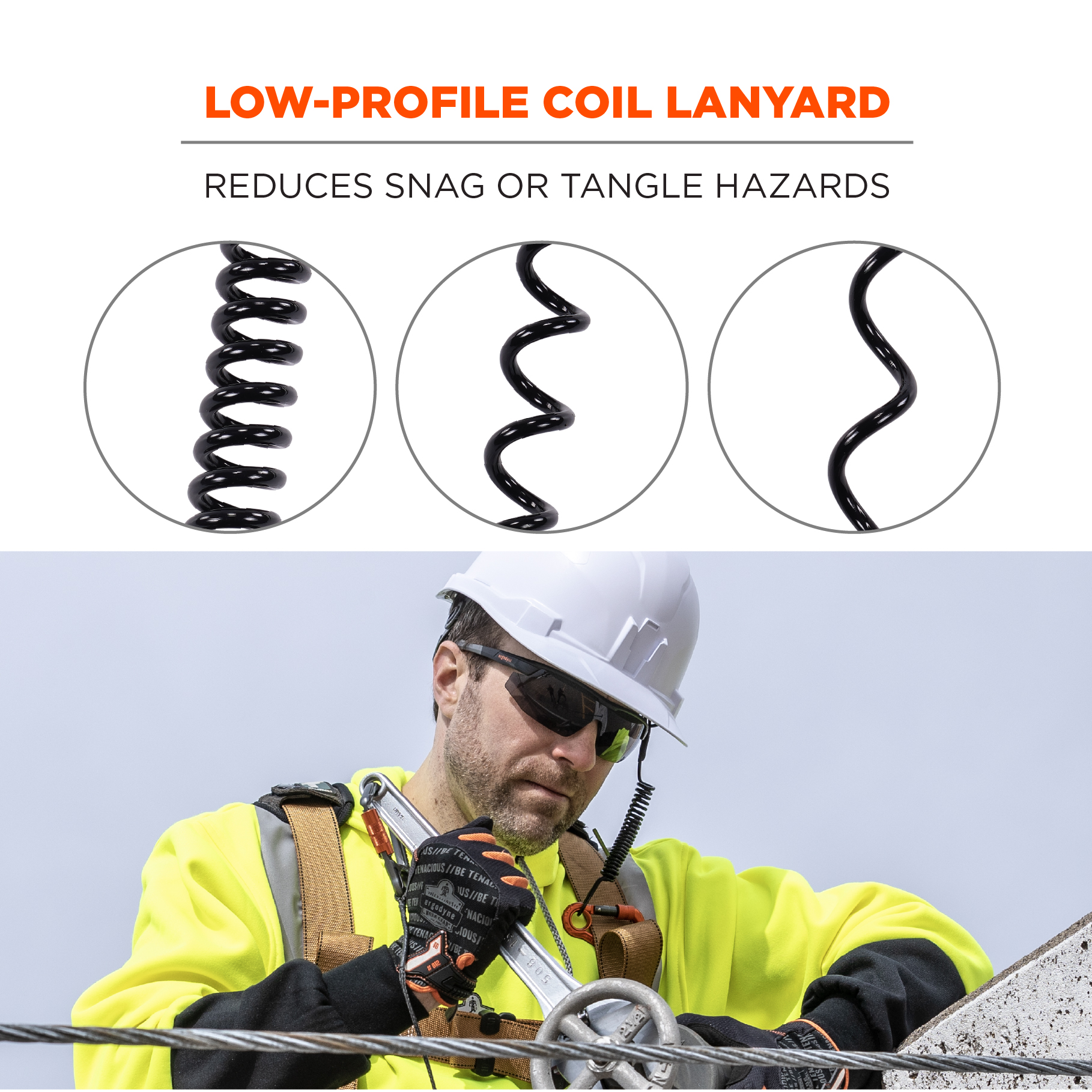 Adjustable Loop End Ultra-Durable Tough Scaffold Hard Hat Lanyard with Carabiner Construction 5PK Black 0925BS 3 Foot Safety Tool Lanyard Premium Quality Materials Ideal for Scaffold Tools 