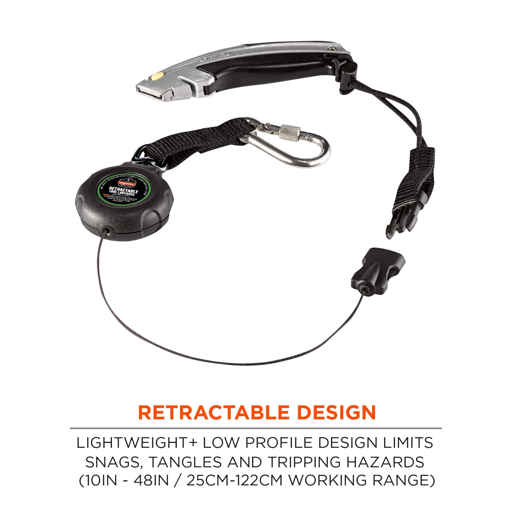 Retractable Tool Lanyard - Belt Loop + Carabiner, 2lbs