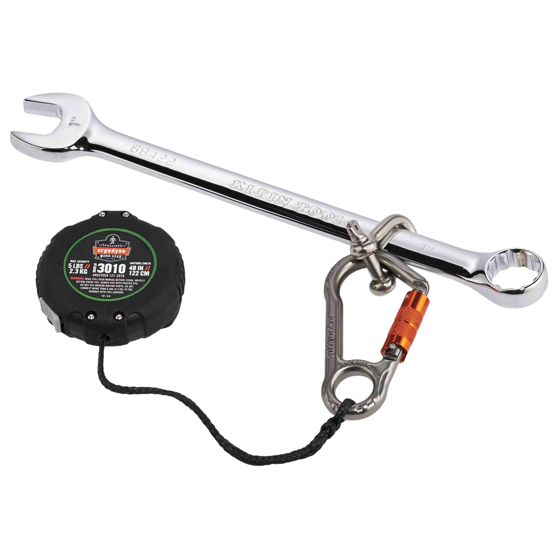 Retractable Tool Lanyard Dual Carabiner, Stainless Steel