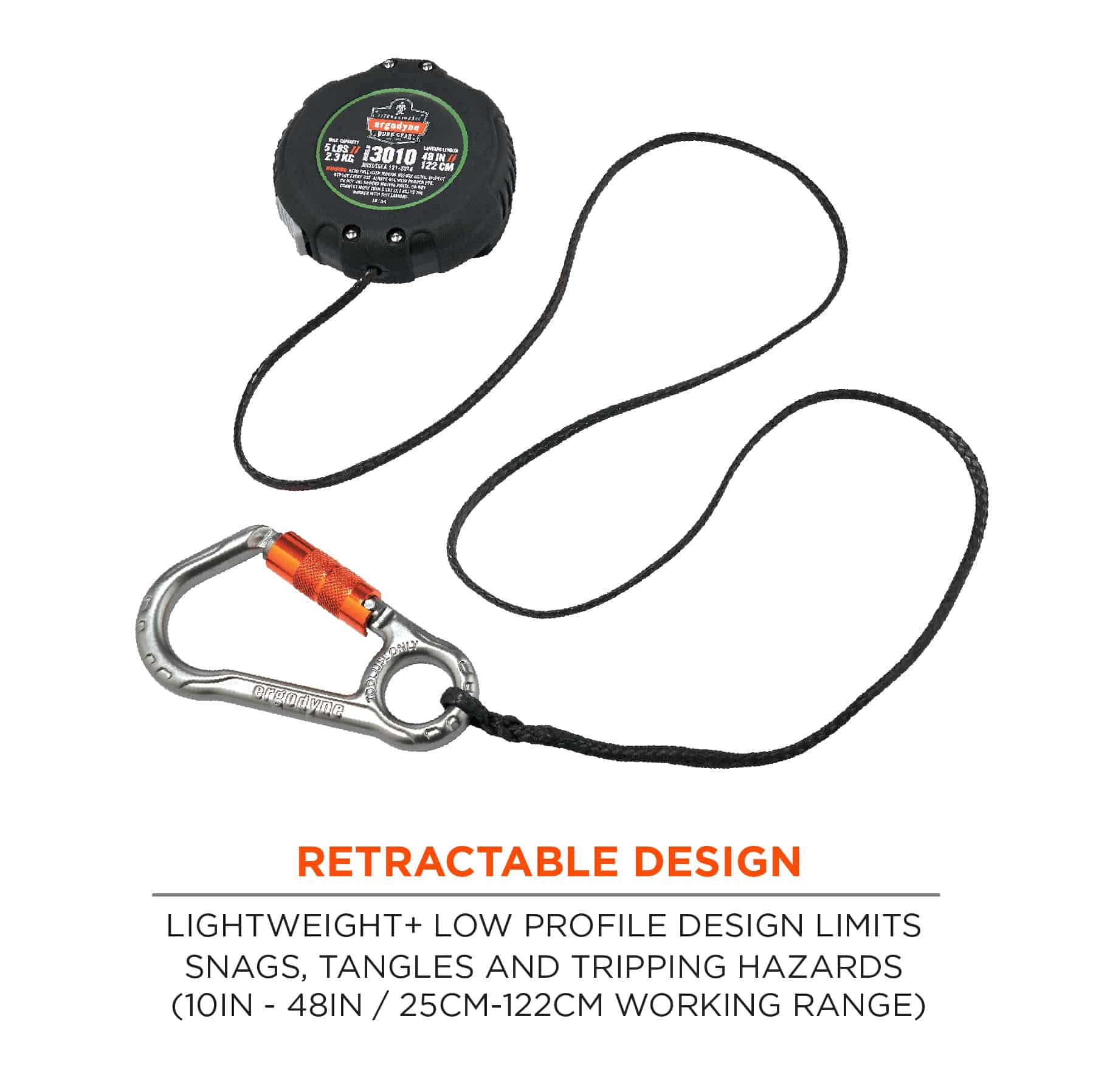 Hi Vis Shock Absorbing Tool Tether Lanyard with Carabiner – Technopack  Corporation