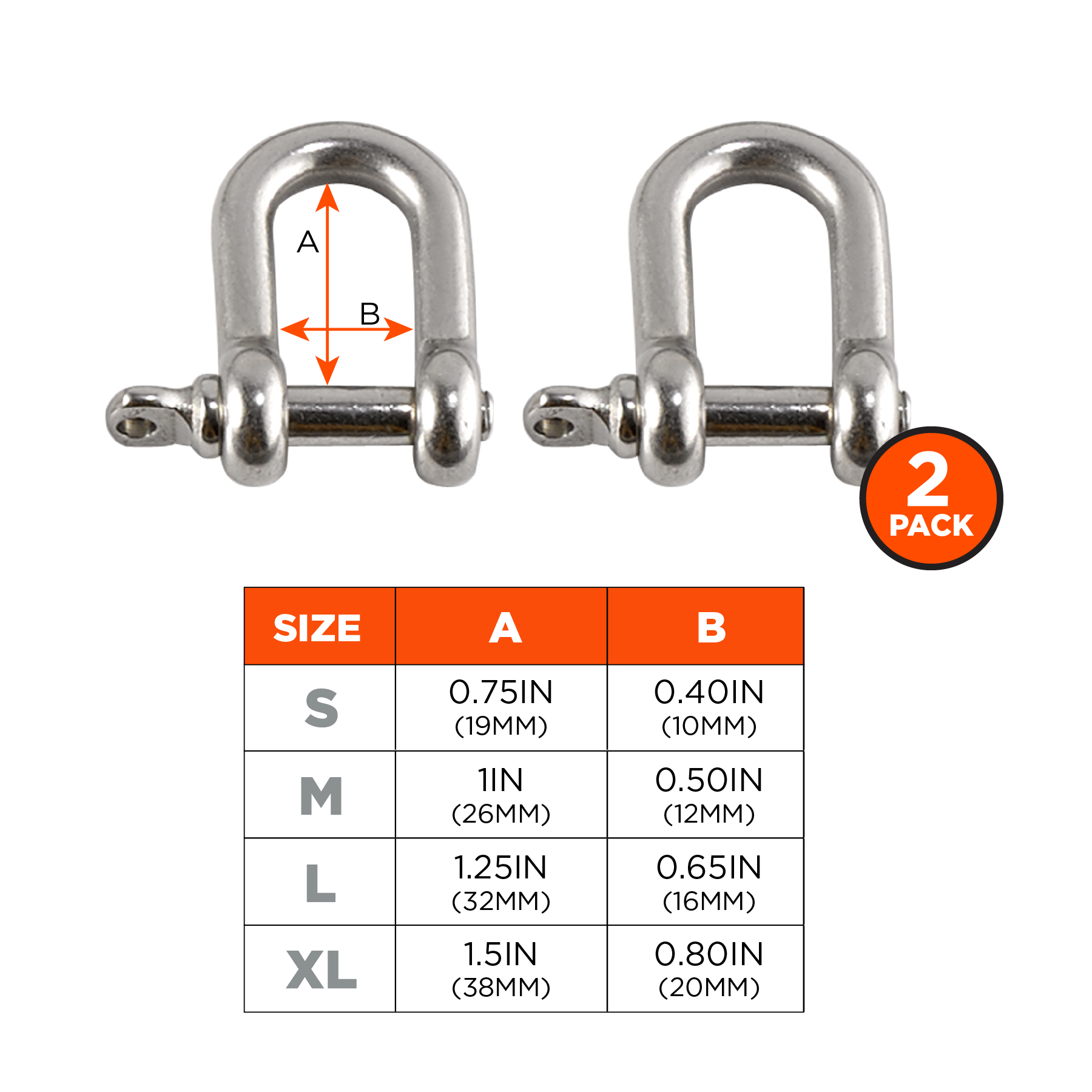 shackles sizes