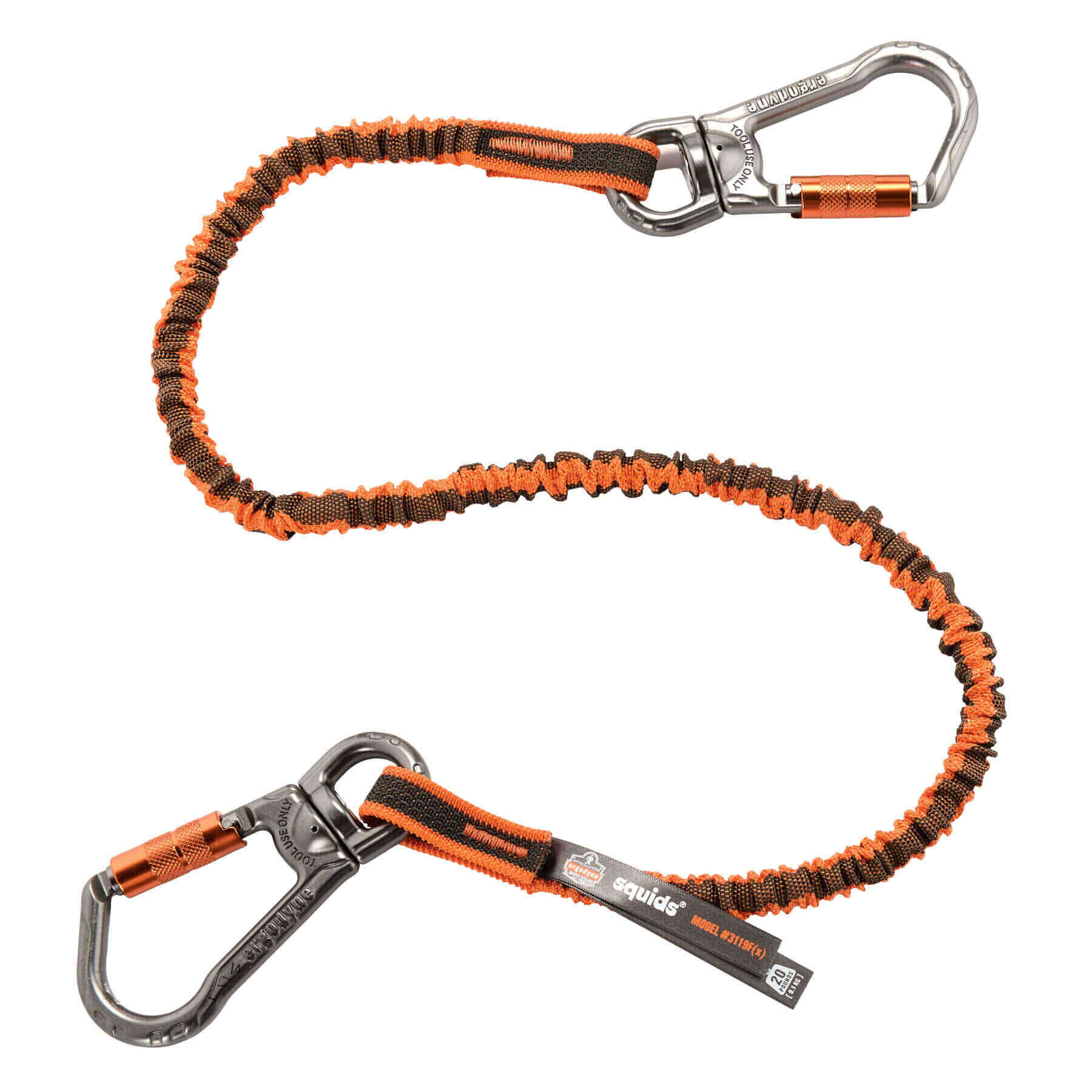 Squids 3119F(x) Double-Locking Dual Carabiner Tool Lanyard with Swivel - 25lbs