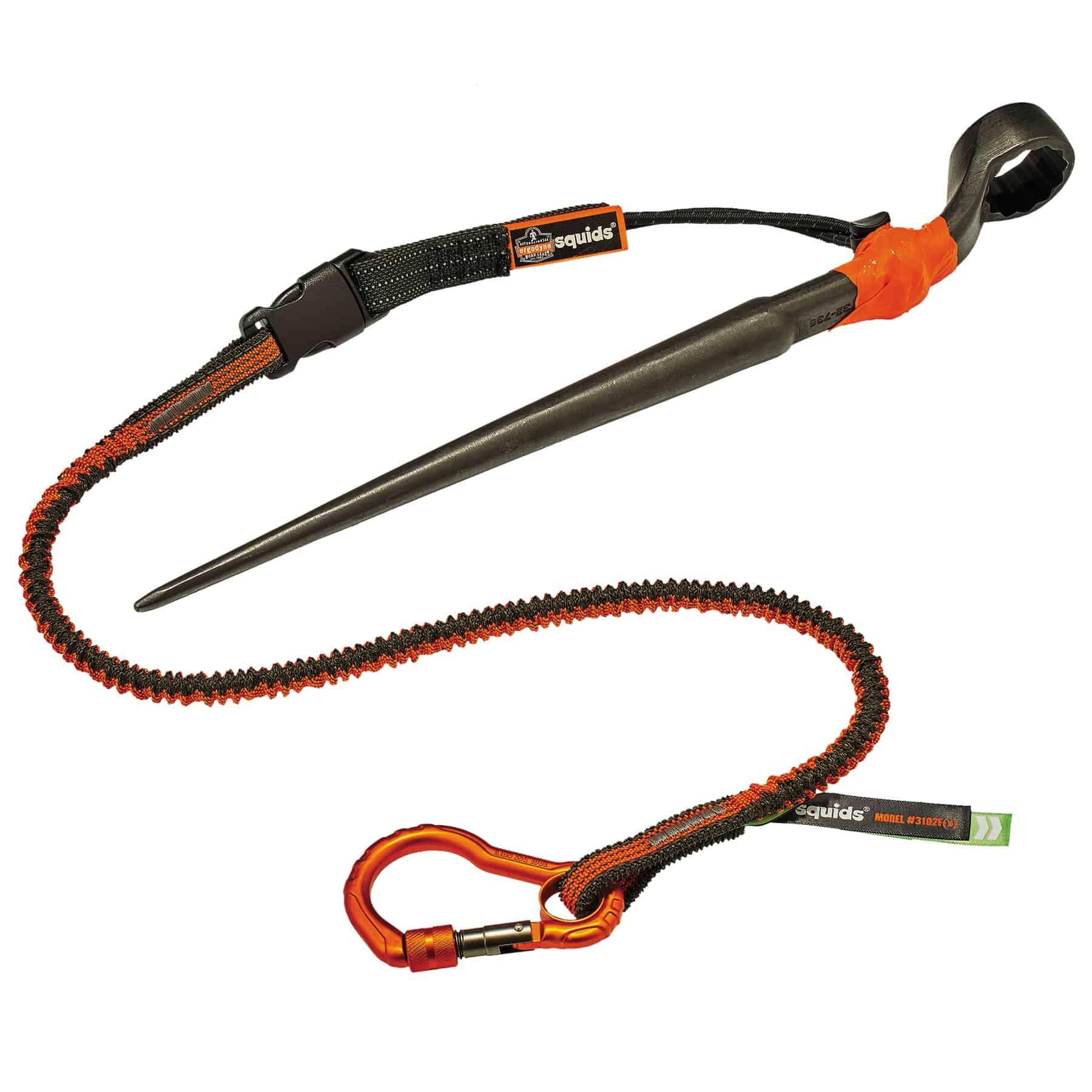 Ergodyne 19Squids 3100F(x) Tool Lanyard Single Carabiner - 10lbs, Orange  and Gray, Standard