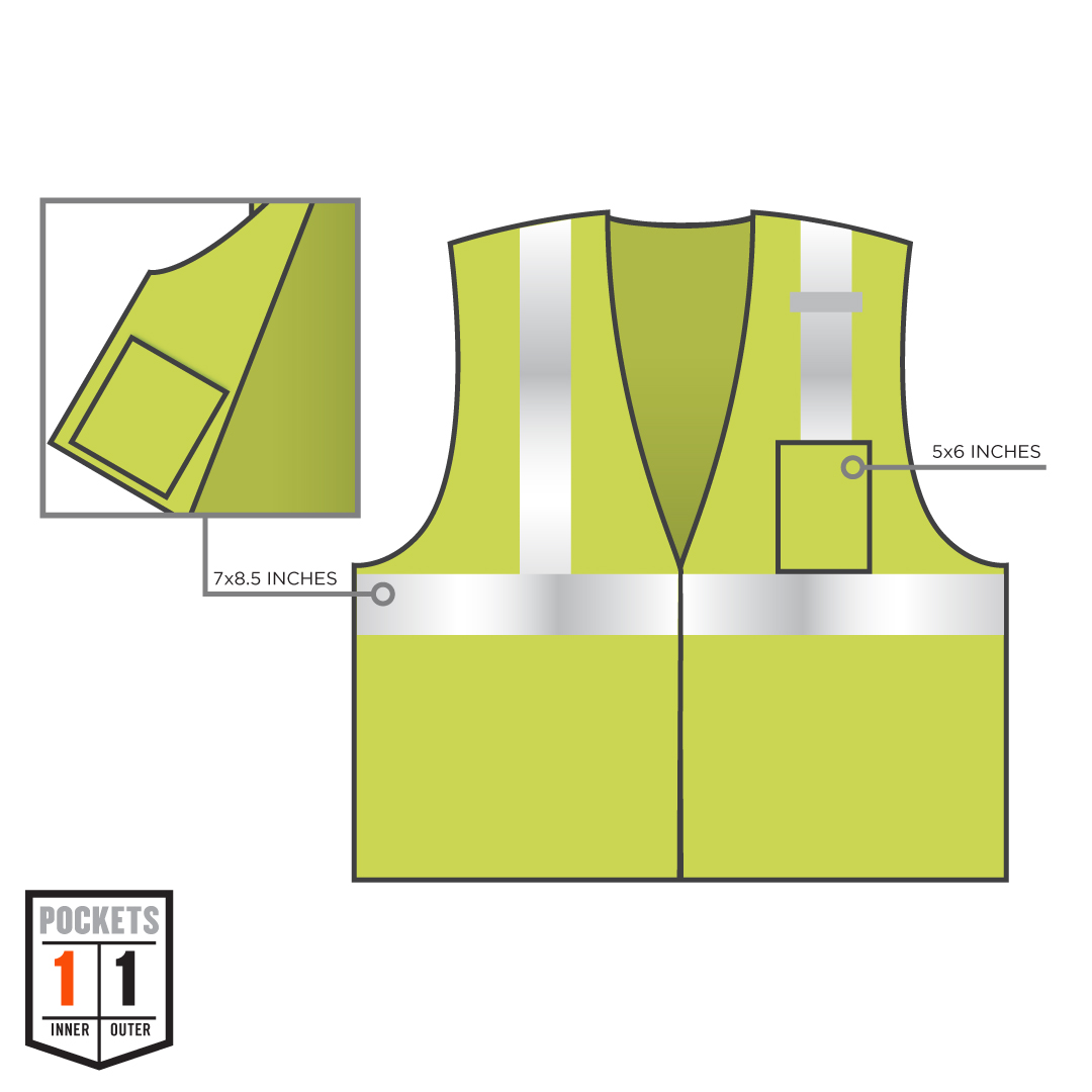 Ergodyne GloWear 8210Z ANSI Economy Hi-Vis Reflective Safety Vest Zipper Closure 