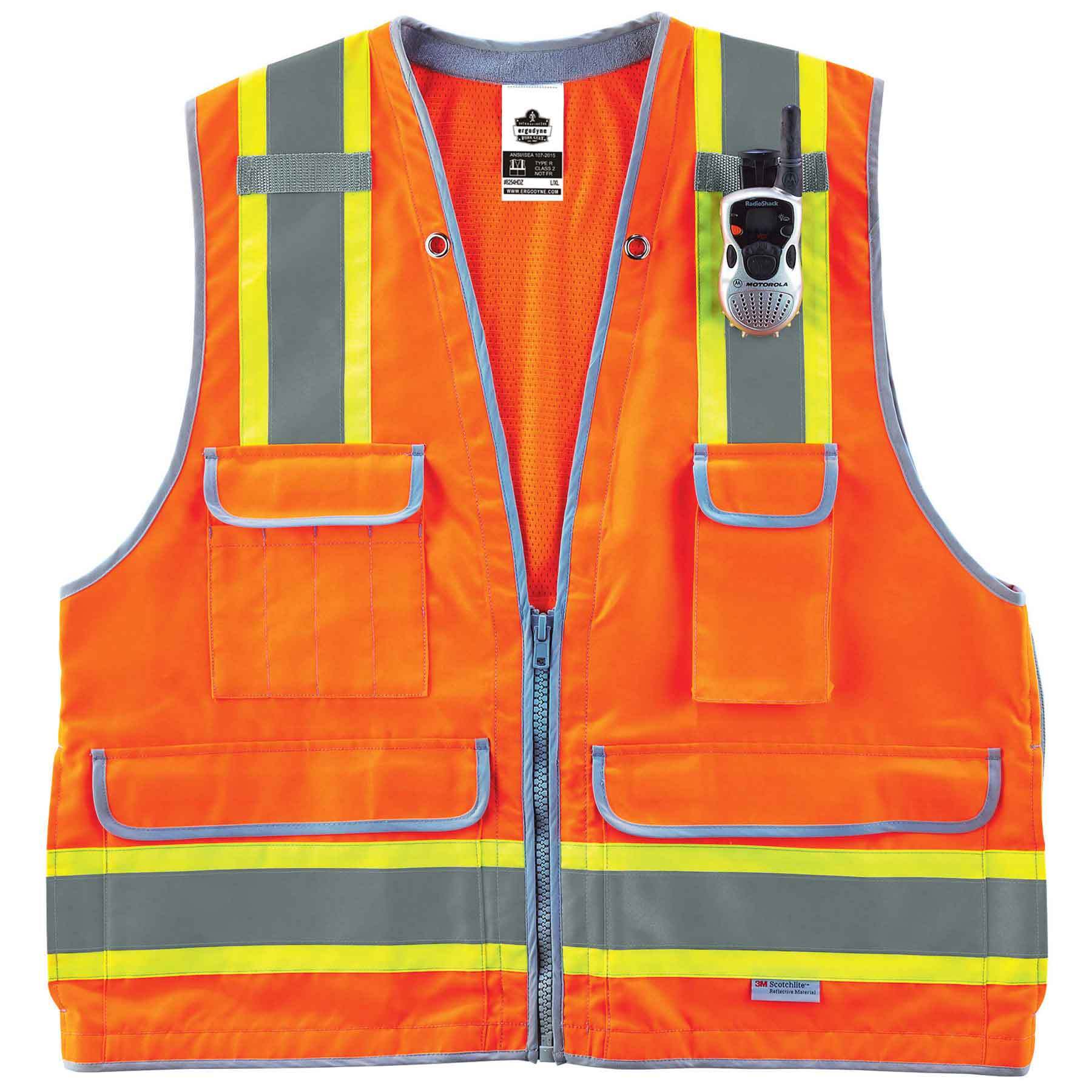 Hi-Vis Surveyors Work Vest, Heavy-Duty, Zipper | Ergodyne