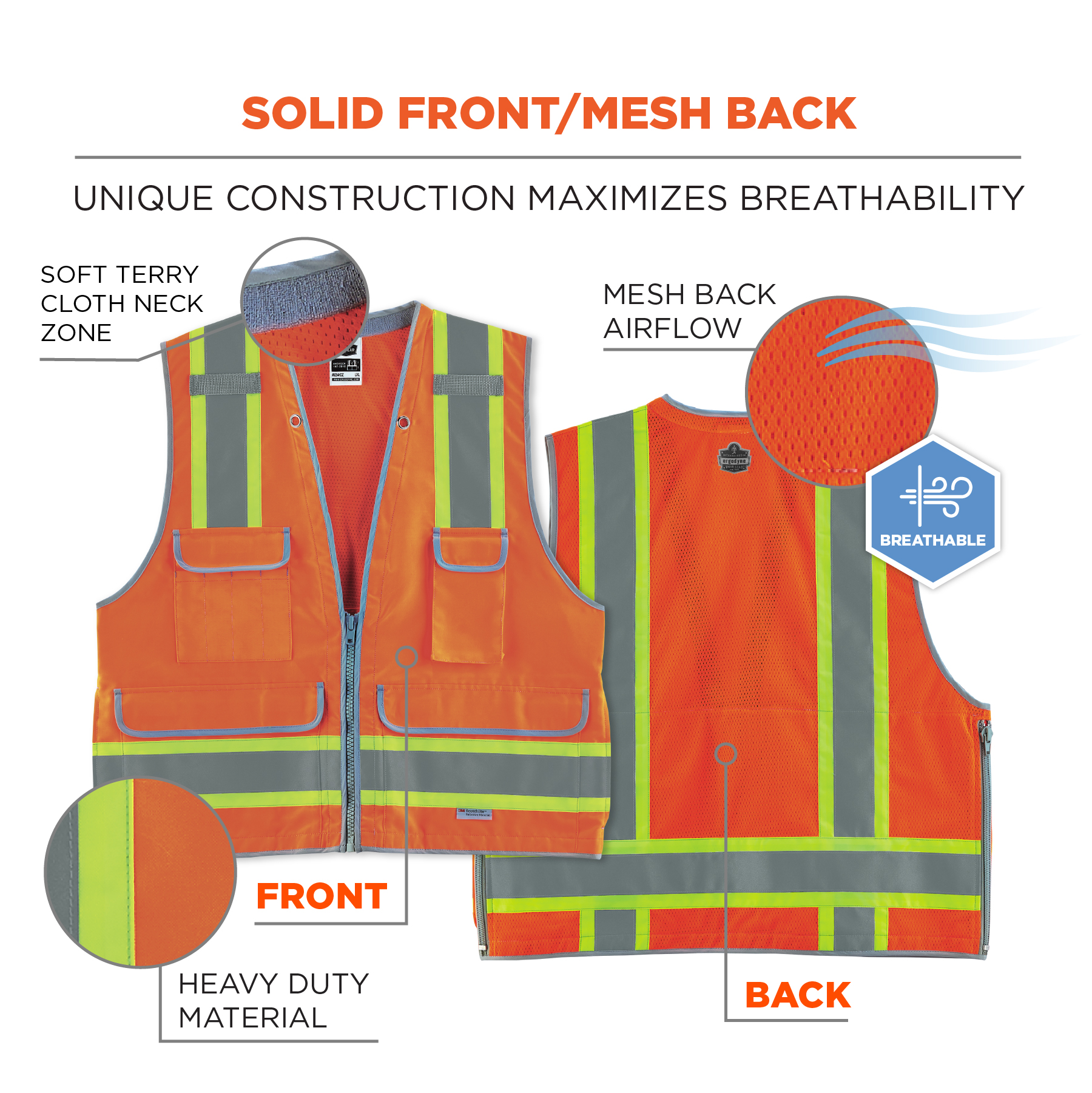 Hi-Vis Surveyors Work | Zipper Heavy-Duty, Ergodyne Vest