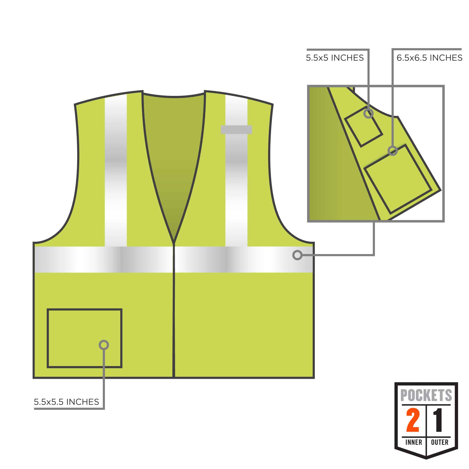 Yellow with Adjustable Hook and Loop Closure High Visibility Safety Vest ANSI Class 2 Breakaway Vest with 5 Pockets Medium/Large 3 Pack Hi Vis Breathable Mesh Heavy Duty Work Wear Unisex