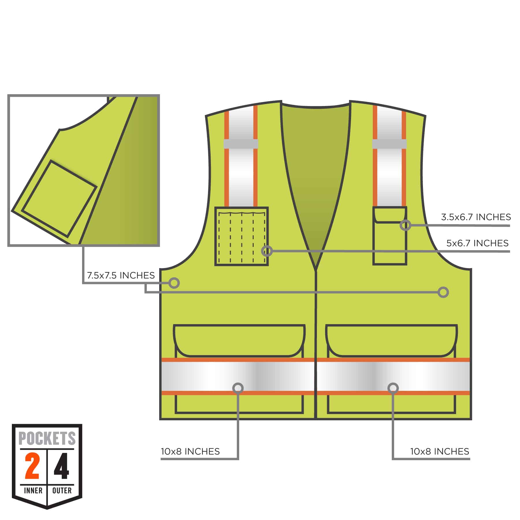 Hi-Vis Work Vest, Two-Tone Surveyors, Zipper | Ergodyne Hi-Vis Work Vest, Two-Tone Surveyors, Zipper | Ergodyne