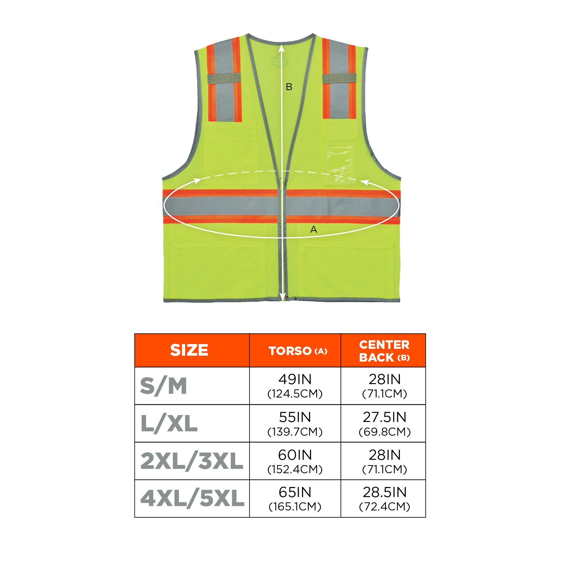 Mutual Industries 16333-45-4 High Visibility Mesh Super Deluxe Surveyor Vest with 2 Vertical and 2 Horizontal 1-1/2 Lime/Silver/Lime Reflective Stripes X-Large Orange 