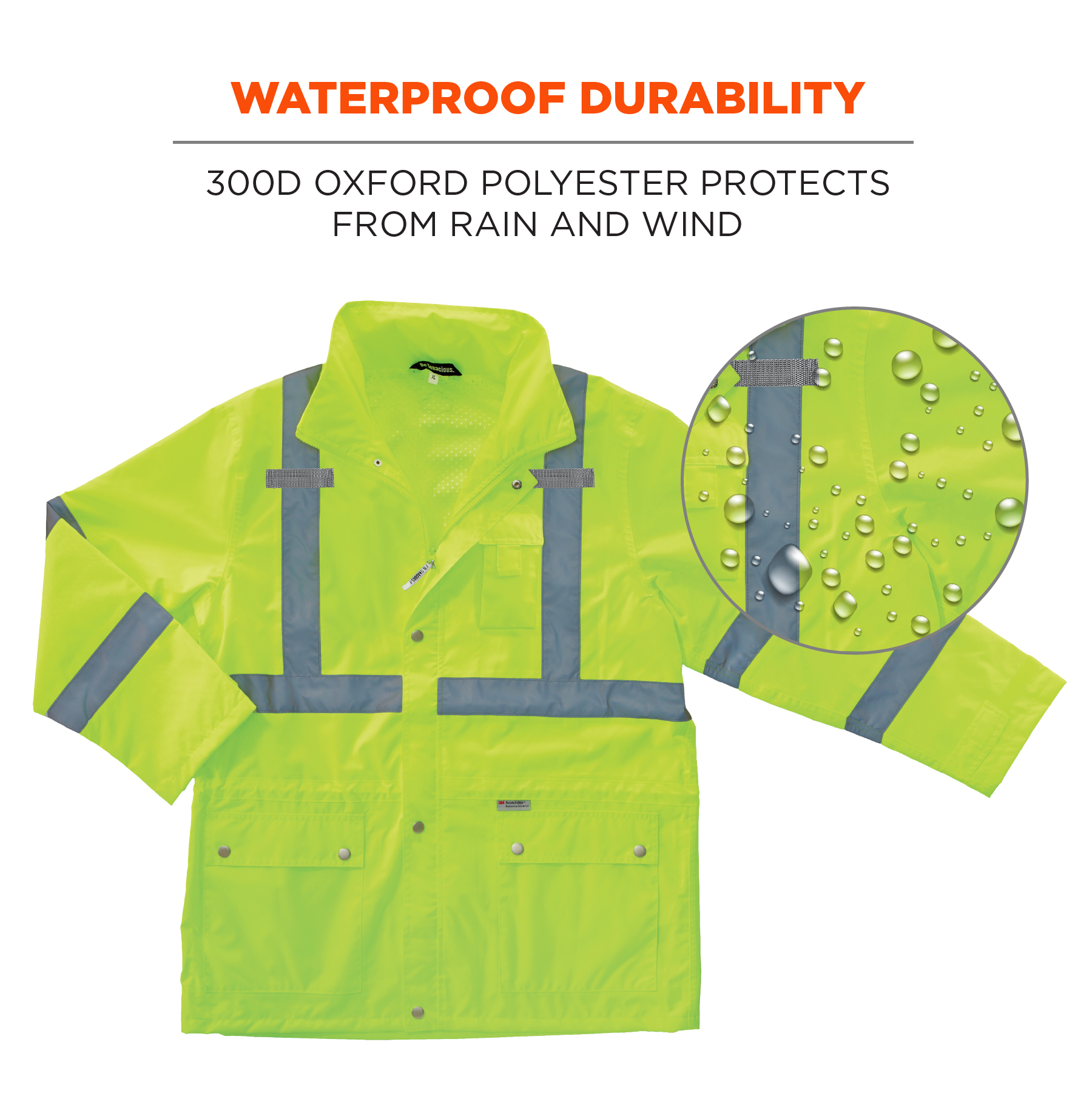Medium ANSI/ISEA Compliant,Yellow XIAKE SAFETY Class 3 Hi-Vis Reflective Rainwear Breathable Windproof Waterproof Antifouling 