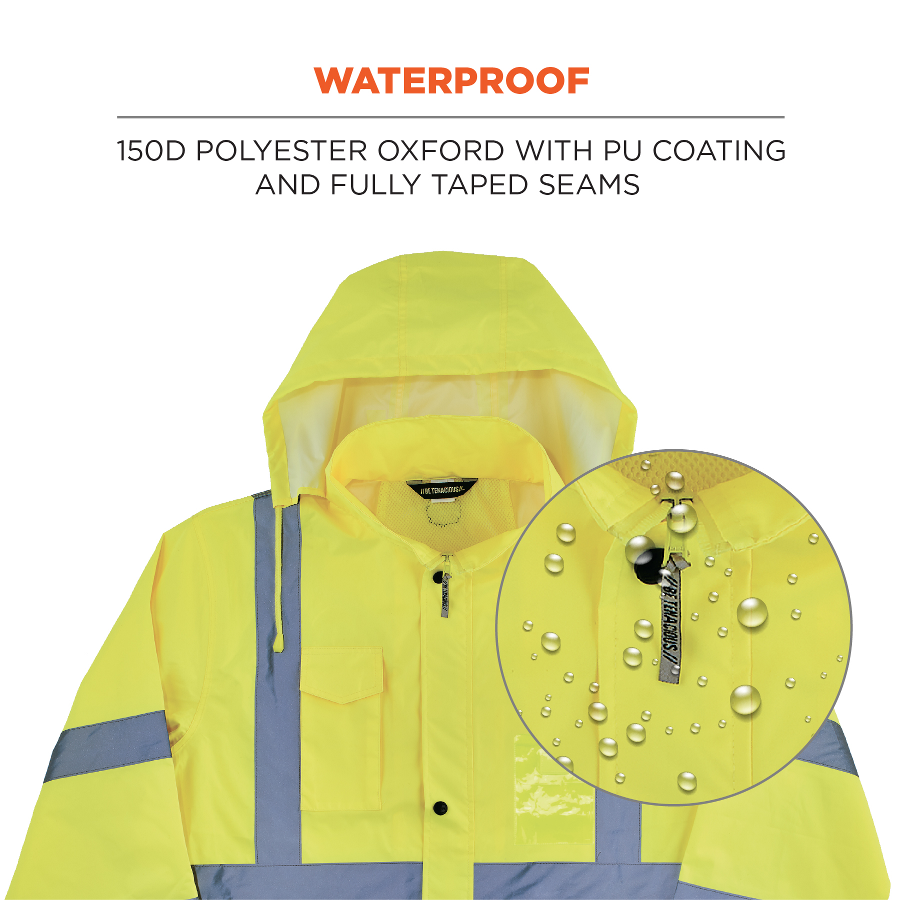 Medium ANSI/ISEA Compliant,Yellow XIAKE SAFETY Class 3 Hi-Vis Reflective Rainwear Breathable Windproof Waterproof Antifouling 