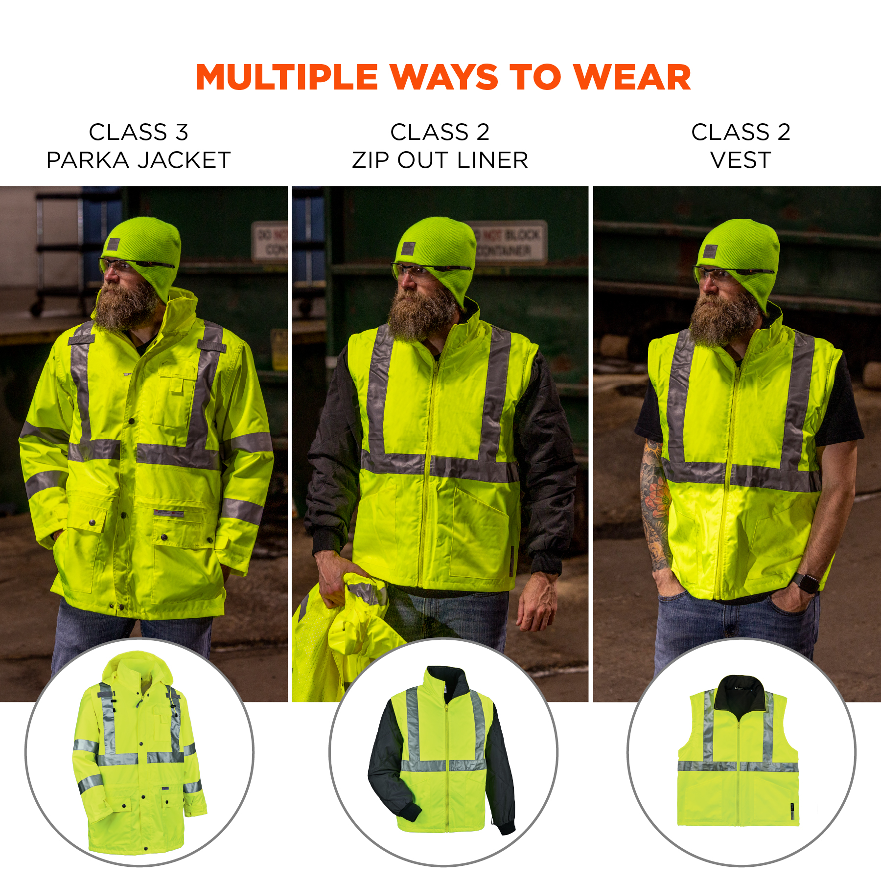 Hi Vis Winter Work Clothing Fluorescent Reflective Workwear Uniforms  detachable lining water proof cold storage worker Coveralls