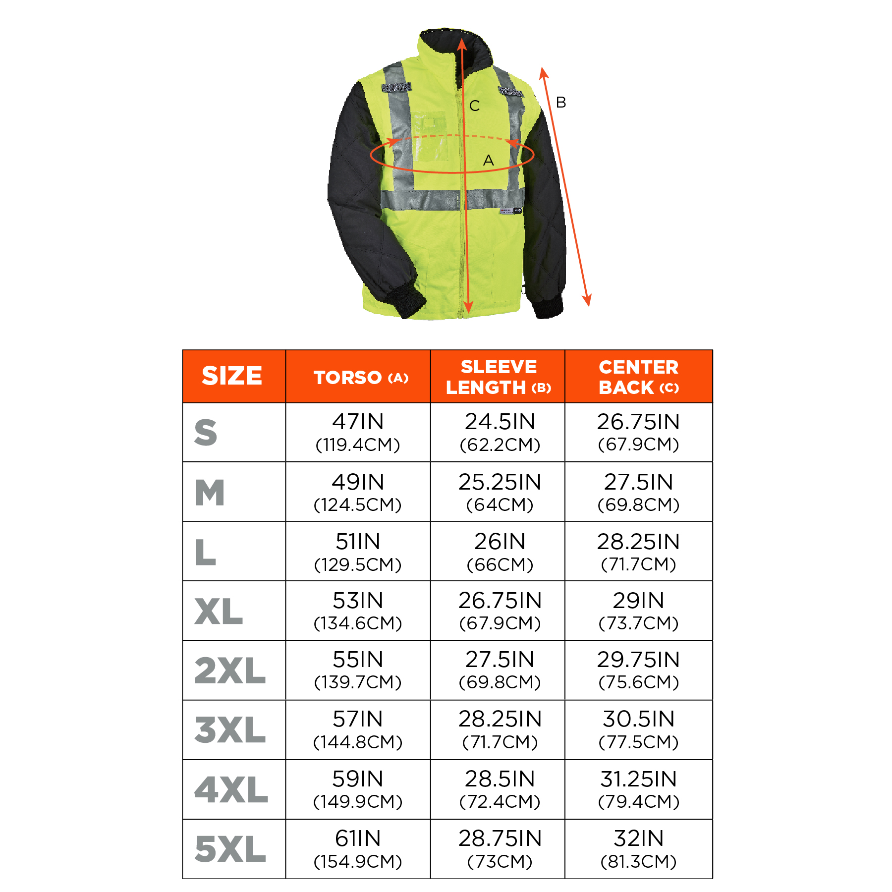 Share more than 169 winter jacket size chart best - jtcvietnam.edu.vn