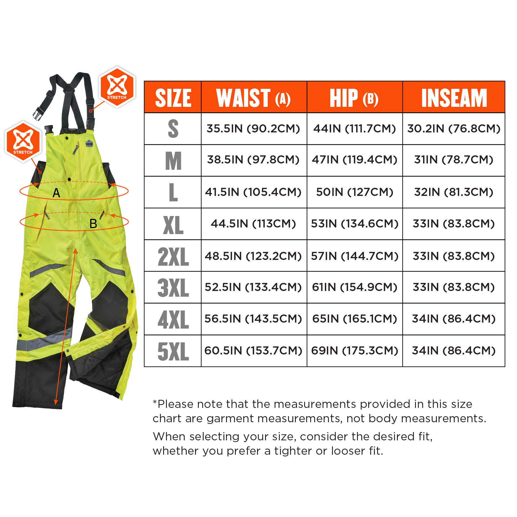 Bibs Size Chart