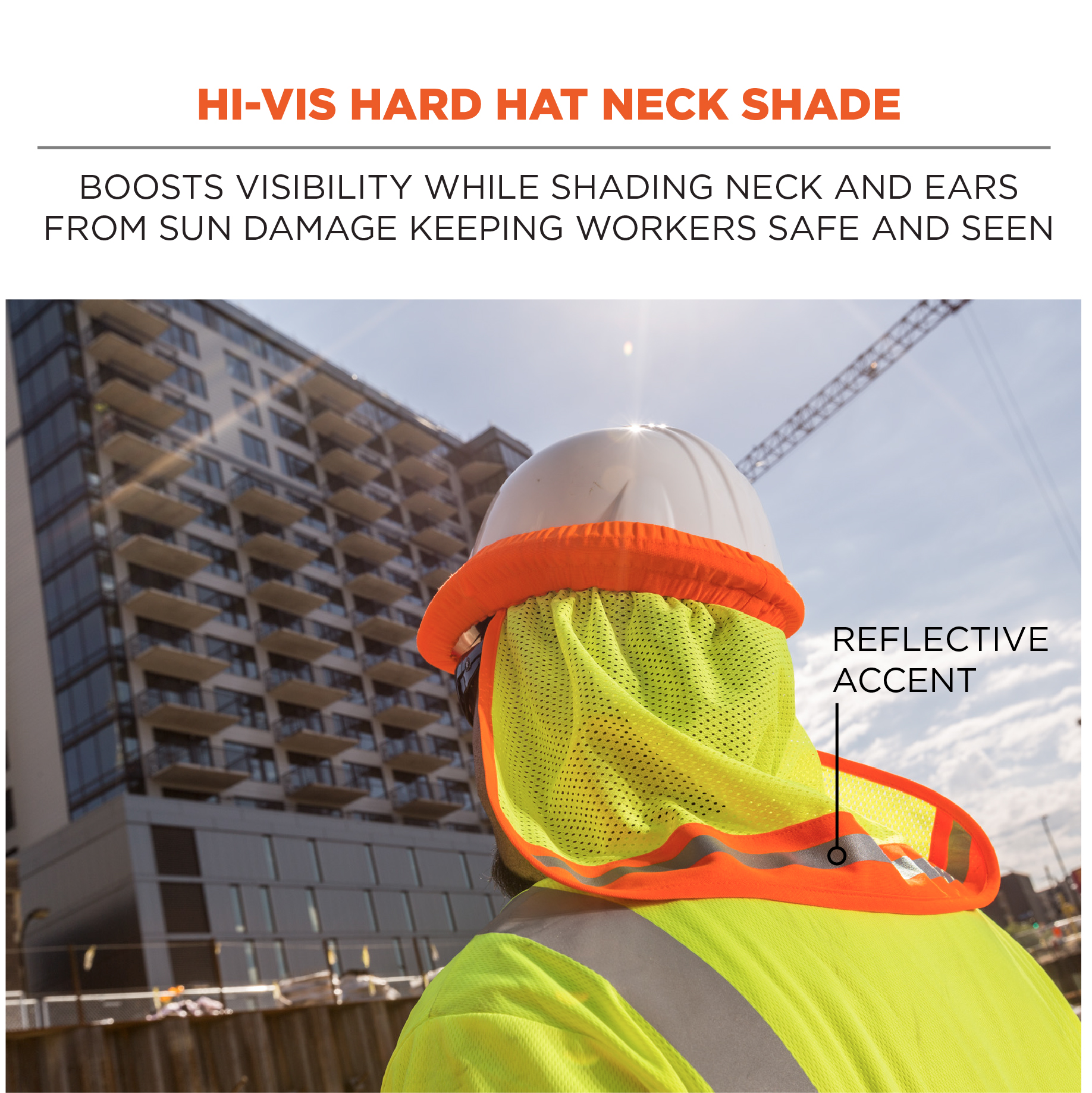 Details about   Hard Hat Sun Shade Visor Mesh Neck high visibility Reflective 2 Colors 