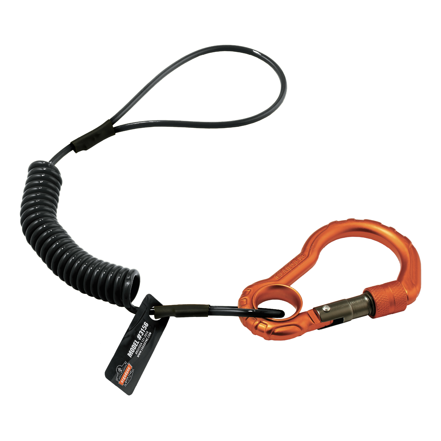 Hard Hat Lanyard, Coil Lanyard Single Carabiner